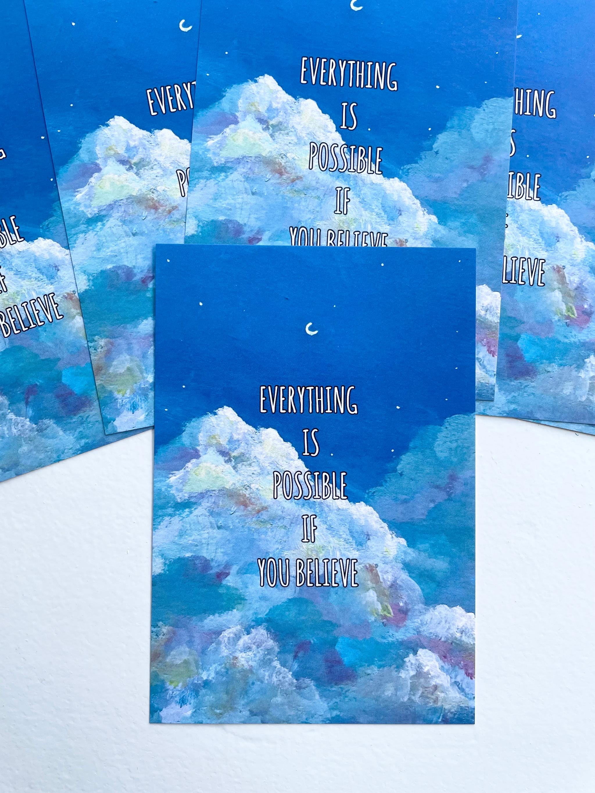 Everything is possible if you believe, ポストカード、空の絵、ブルーの景色 | 2枚目