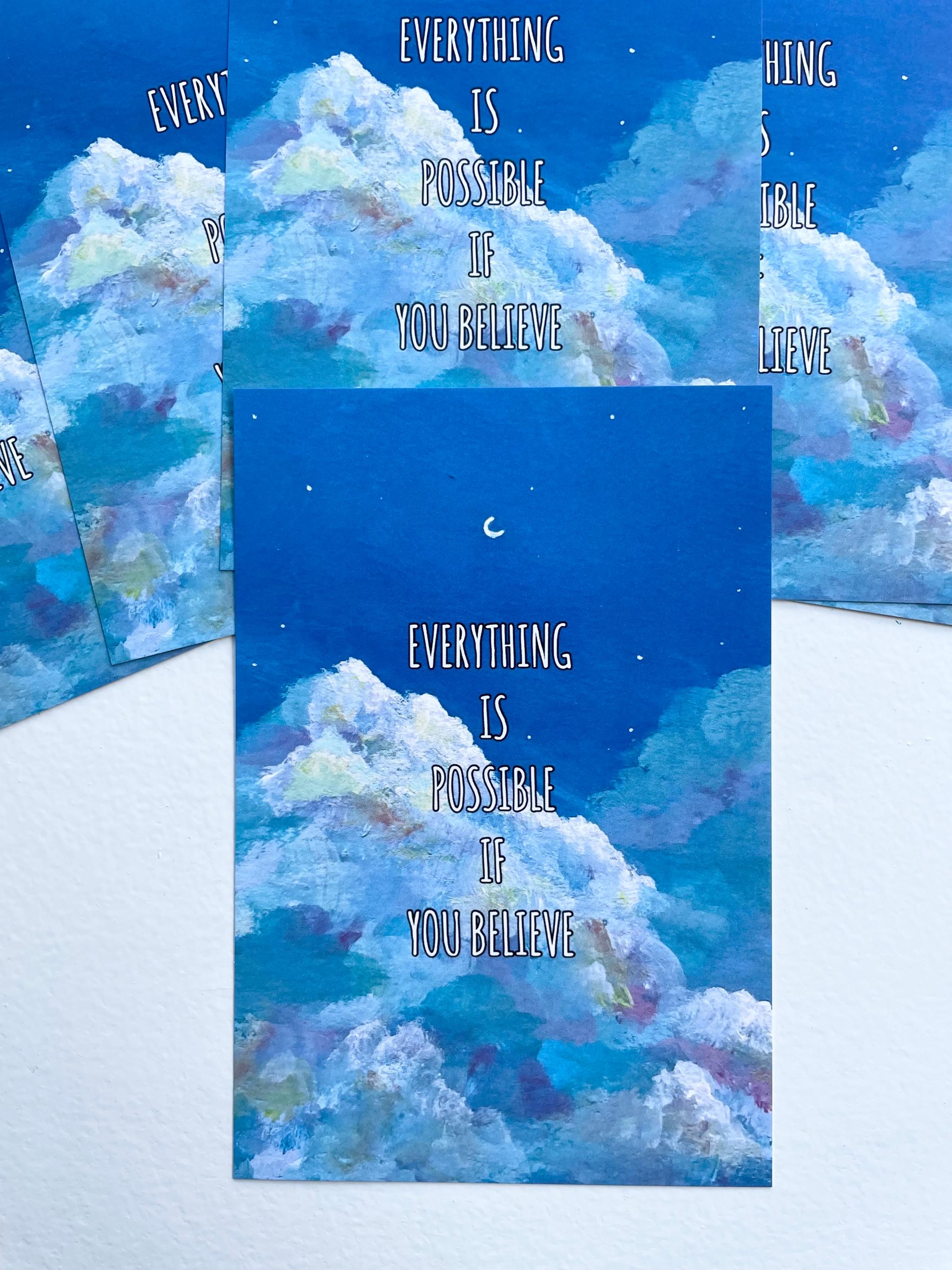 Everything is possible if you believe, ポストカード、空の絵、ブルーの景色 | 3枚目