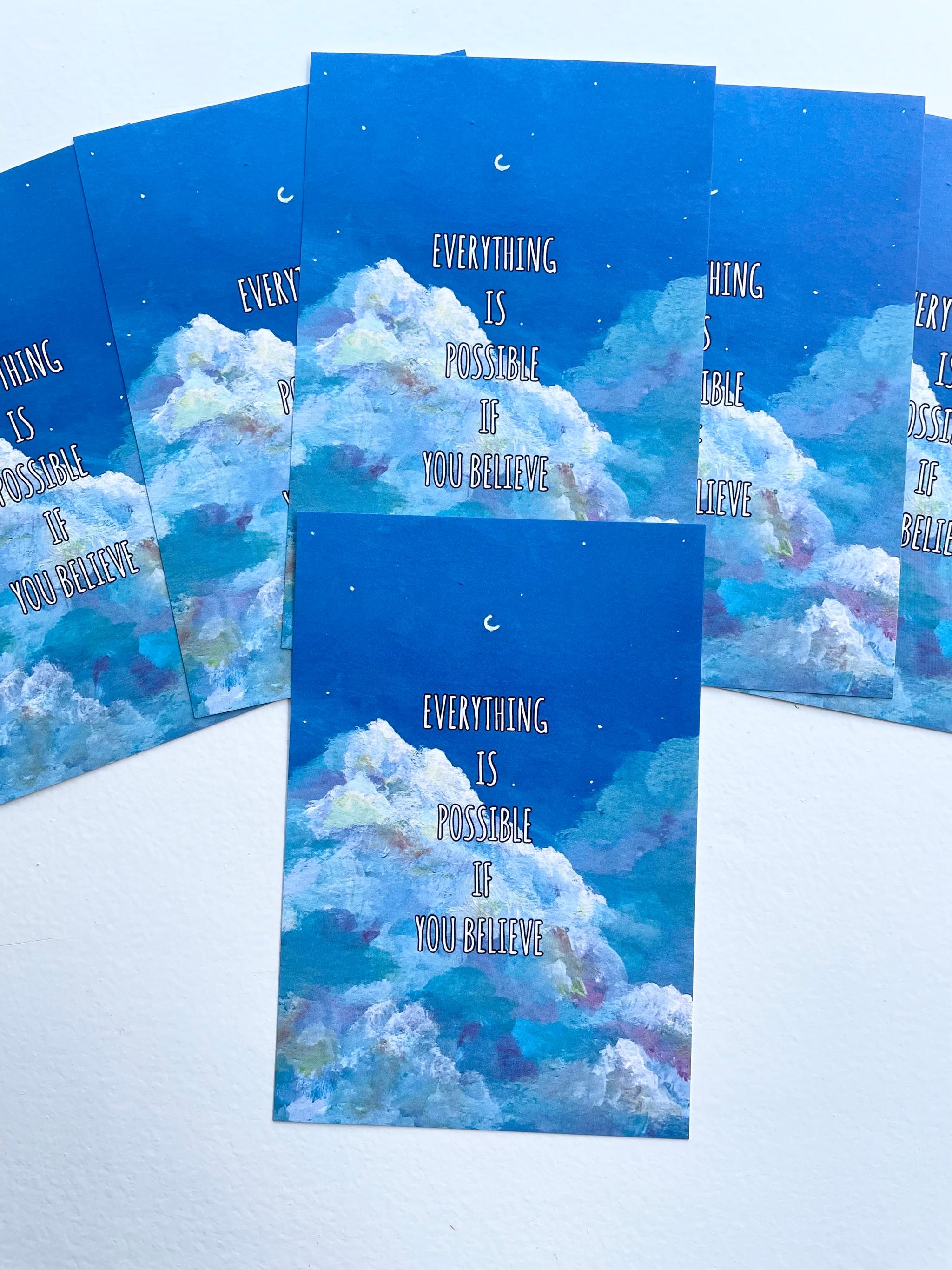 Everything is possible if you believe, ポストカード、空の絵、ブルーの景色 | 4枚目