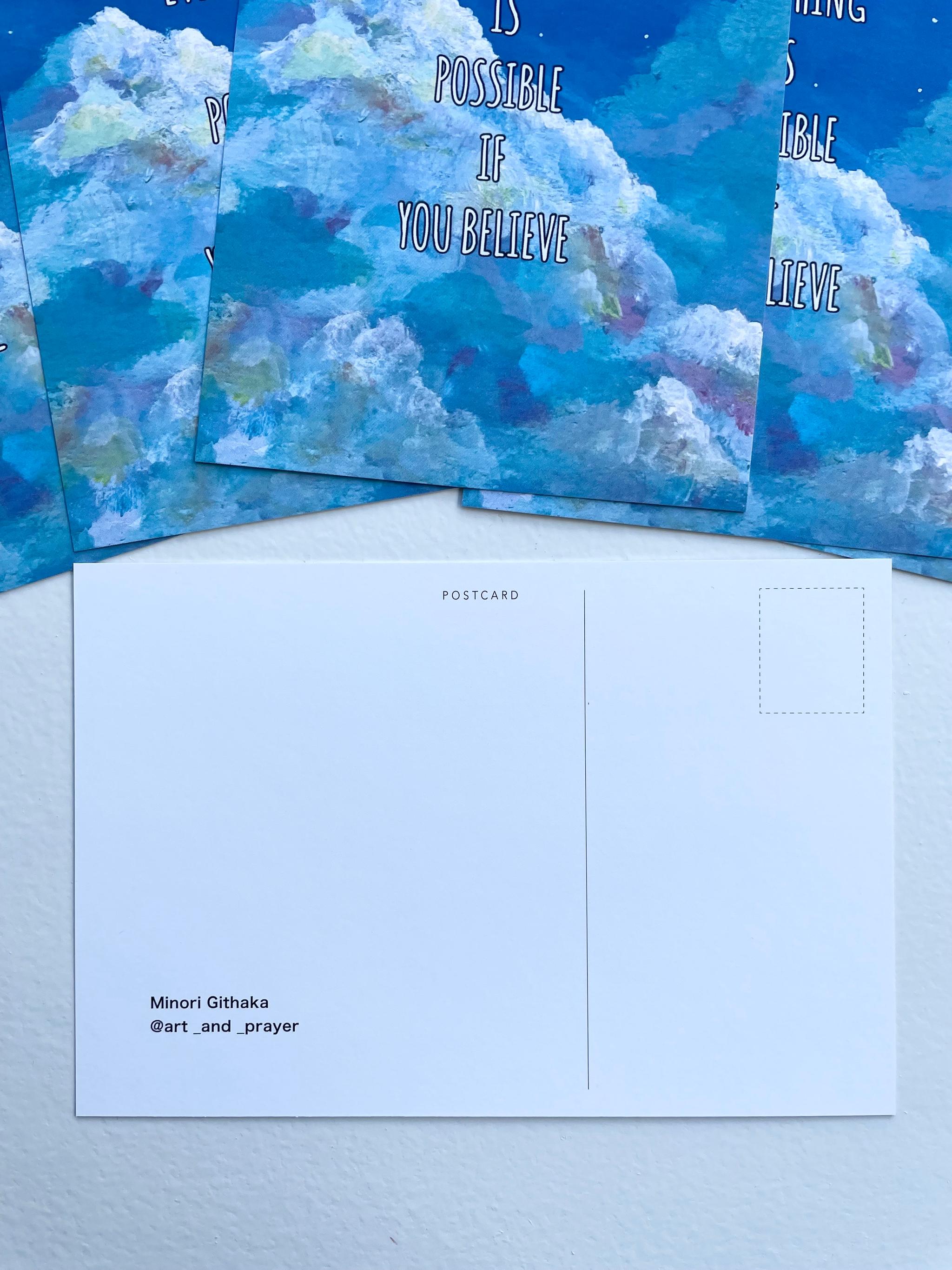 Everything is possible if you believe, ポストカード、空の絵、ブルーの景色 | 6枚目