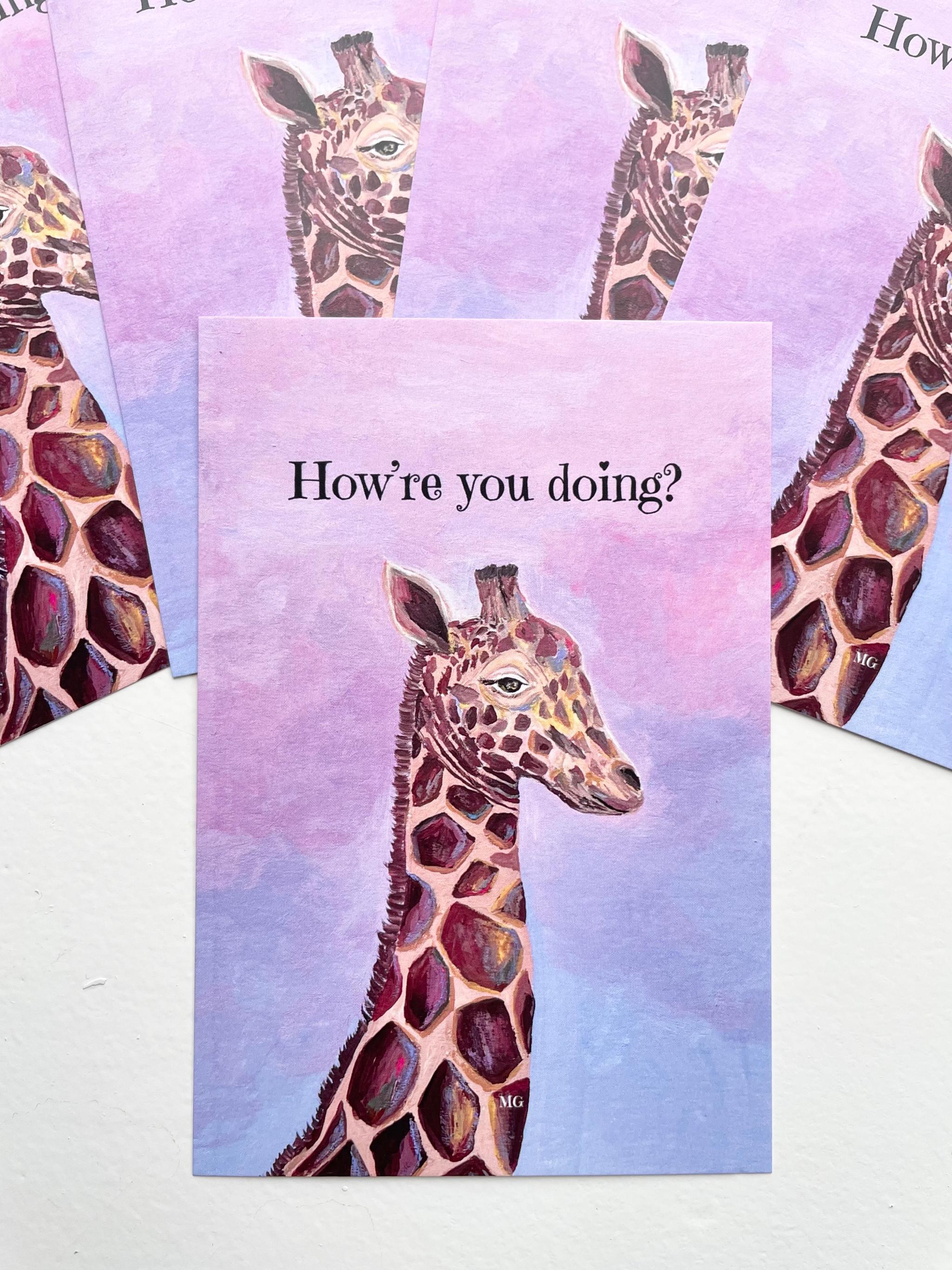 キリンのポストカード、How’re you doing?、キリンのアート、キリン、きりん、ケニアのアート