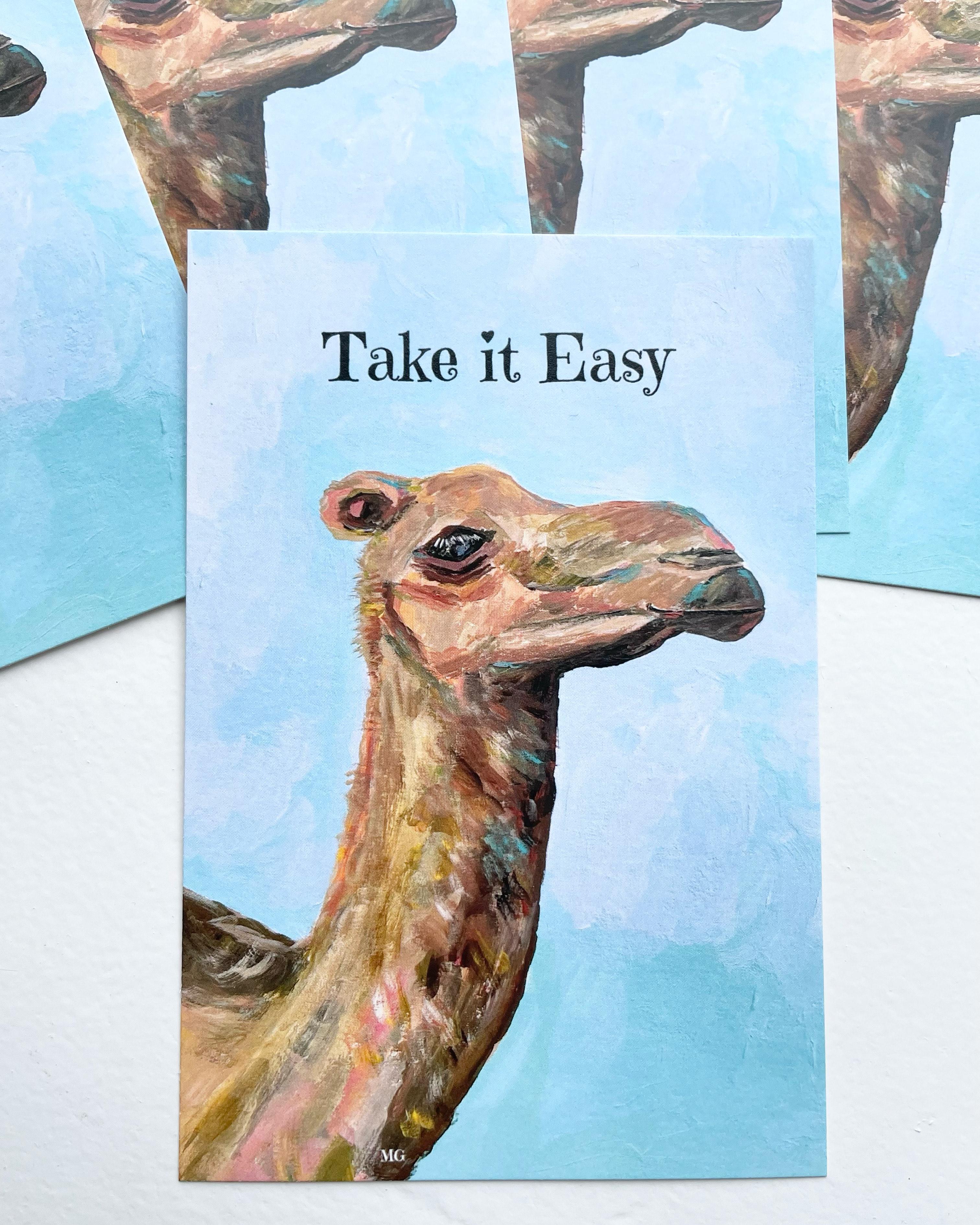 ラクダのポストカード、Take it Easy 、ラクダのアート、らくだ、ラクダ、ケニアのアート1枚目の画像