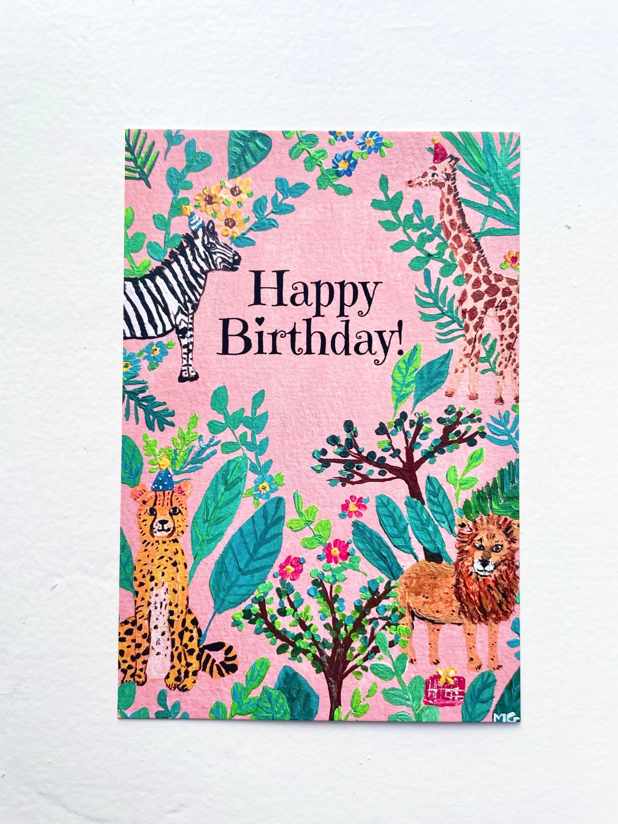 Birthday card, お誕生日おめでとうポストカード, アフリカンアニマル, Happy Birthday! | 2枚目