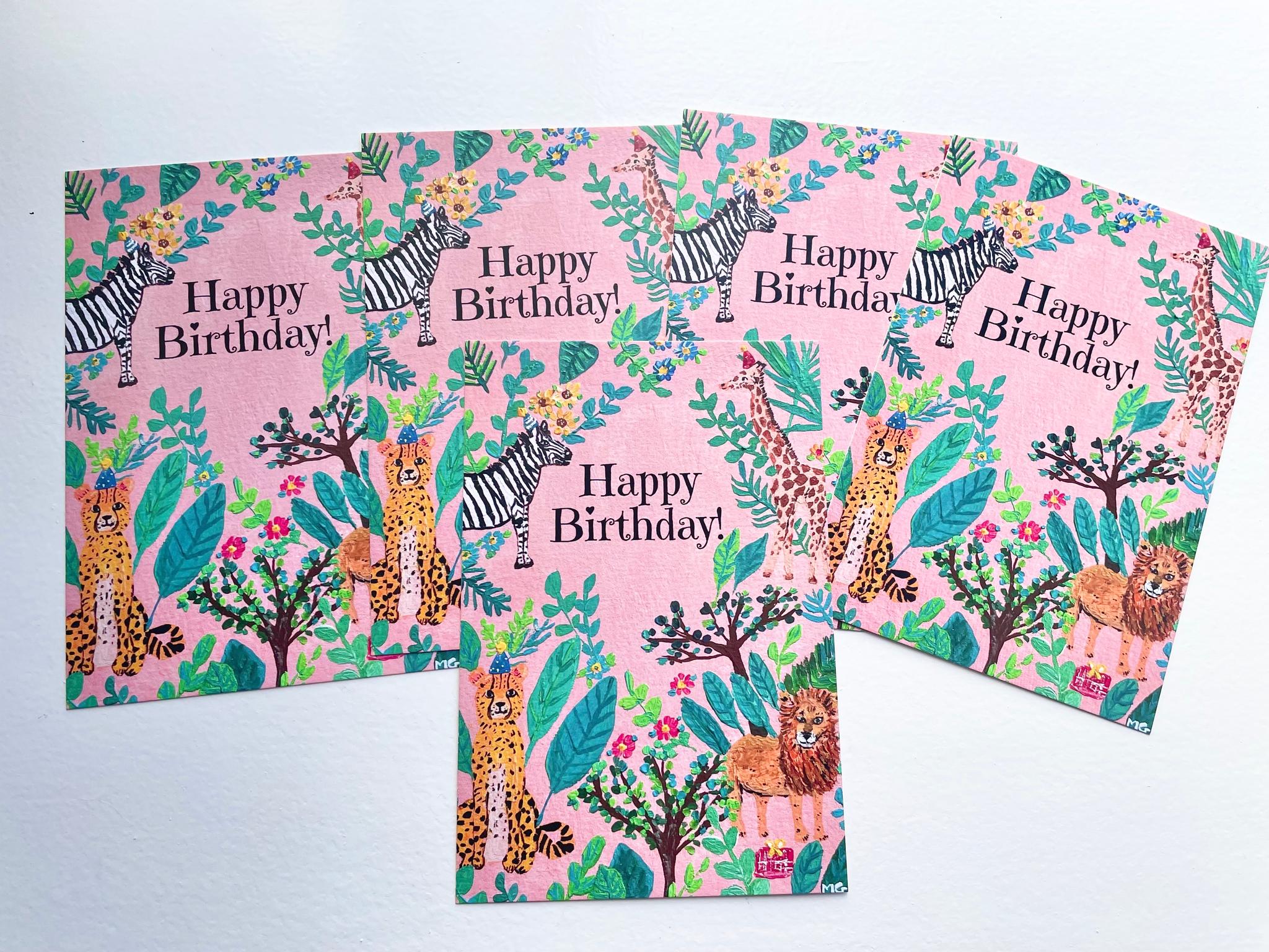 Birthday card, お誕生日おめでとうポストカード, アフリカンアニマル, Happy Birthday! | 4枚目