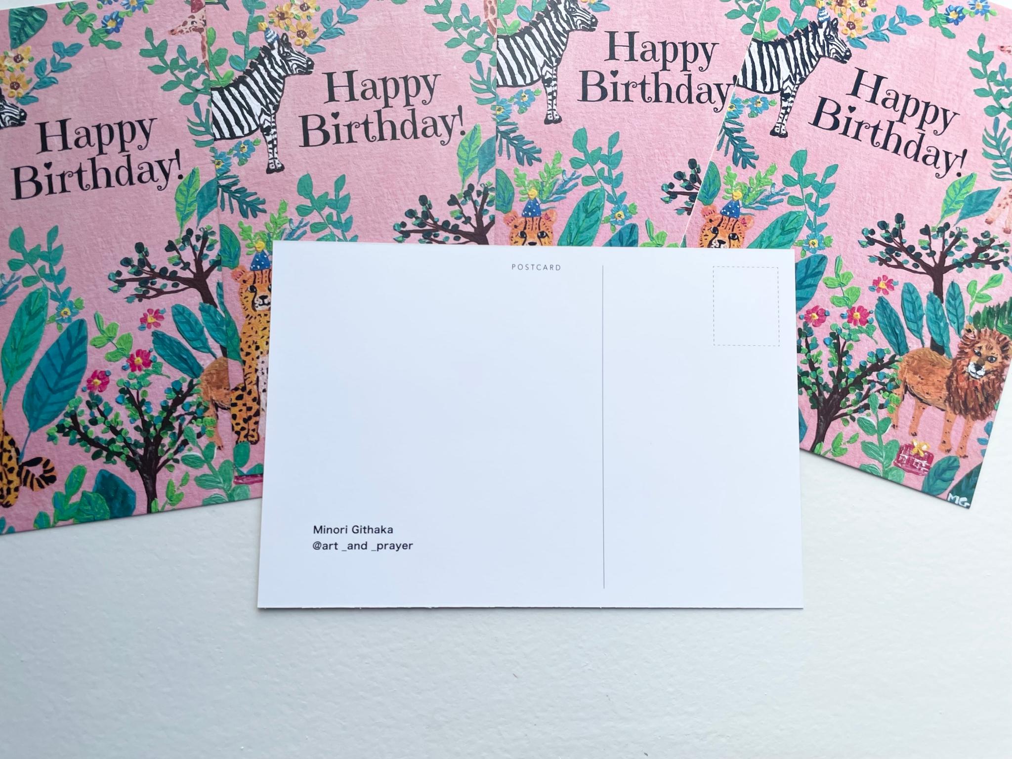 Birthday card, お誕生日おめでとうポストカード, アフリカンアニマル, Happy Birthday! | 5枚目