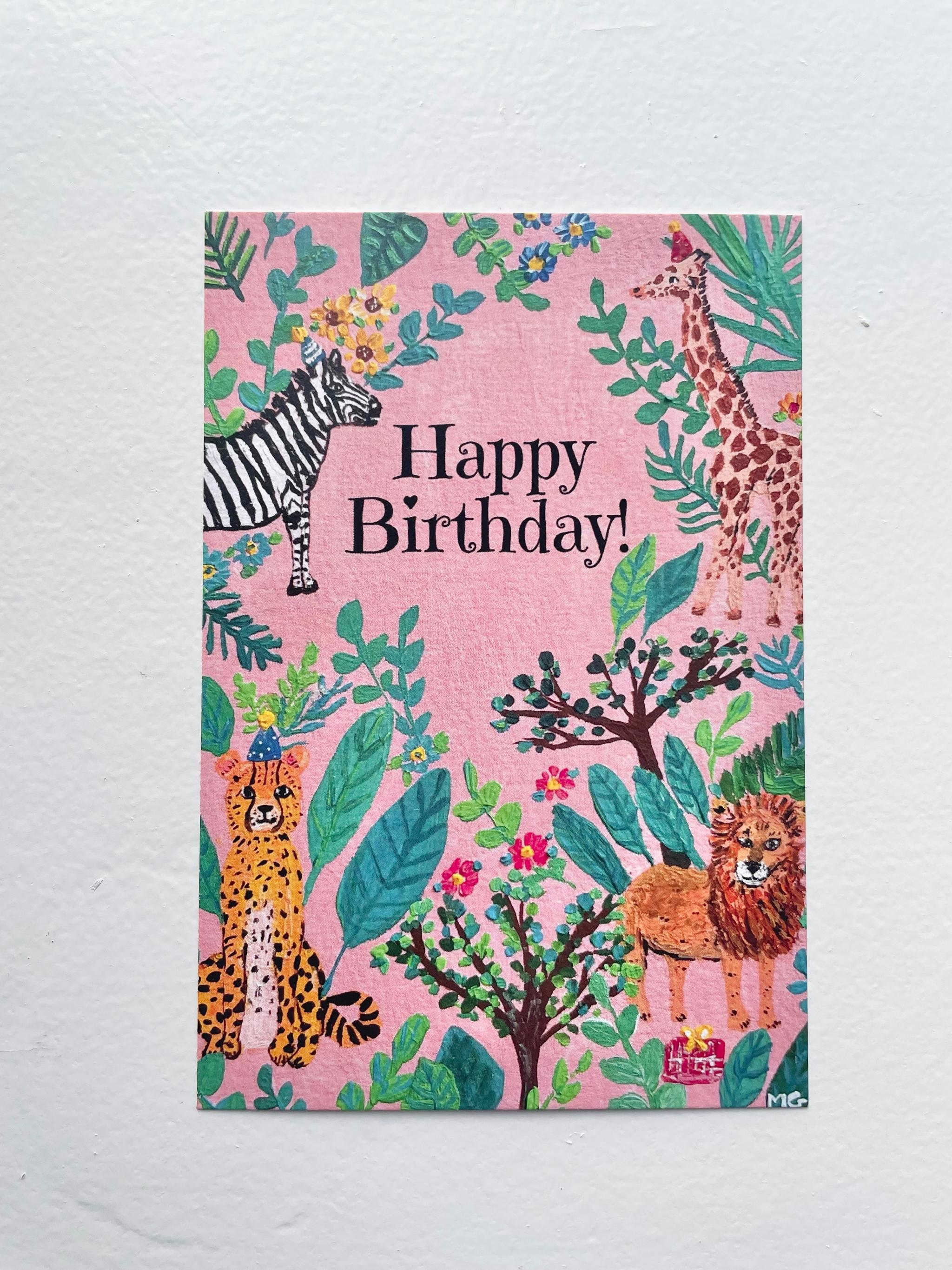 Birthday card, お誕生日おめでとうポストカード, アフリカンアニマル, Happy Birthday! | 6枚目