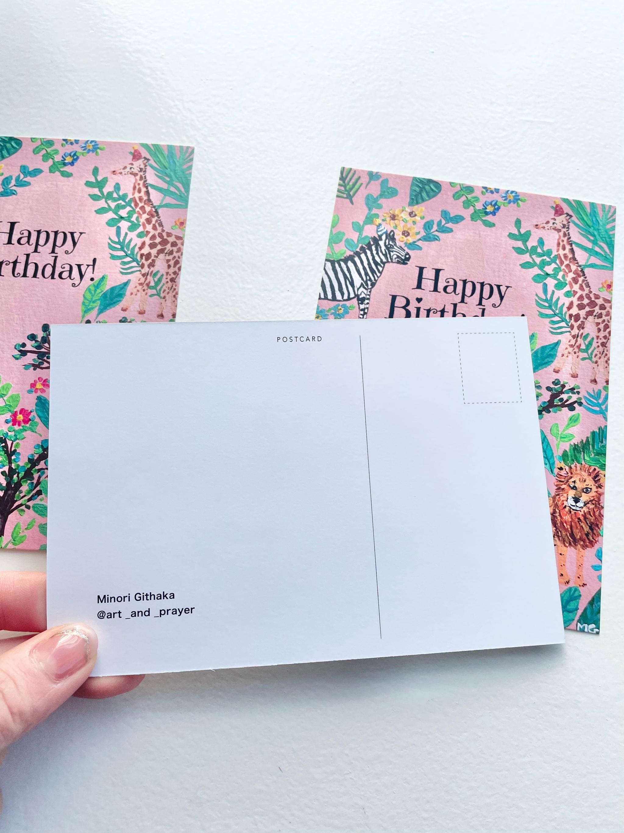 Birthday card, お誕生日おめでとうポストカード, アフリカンアニマル, Happy Birthday! | 7枚目