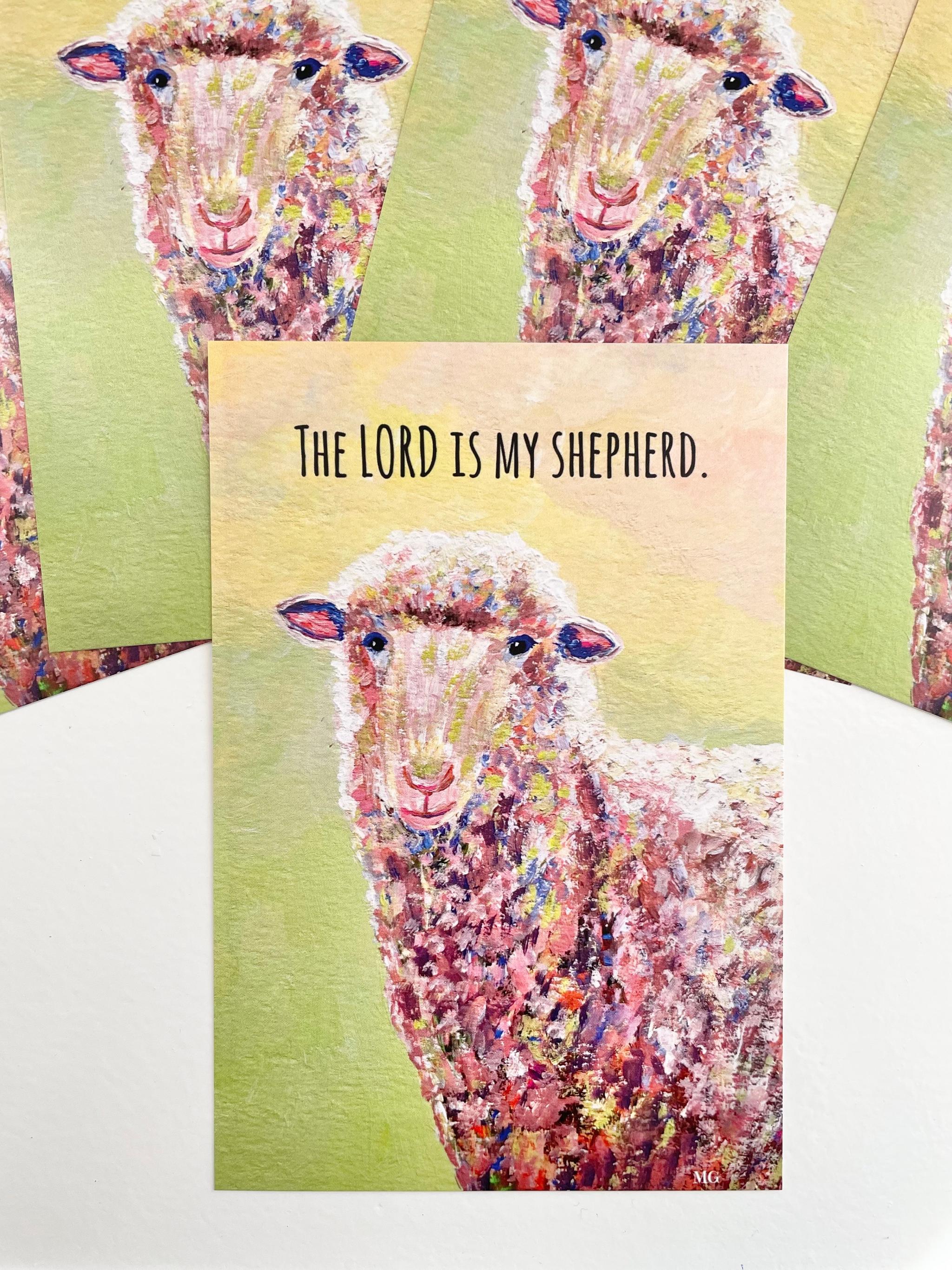ヒツジのポストカード、The Lord is my shepherd. 、ひつじのアート、ひつじ、ヒツジ、ケニアのアート