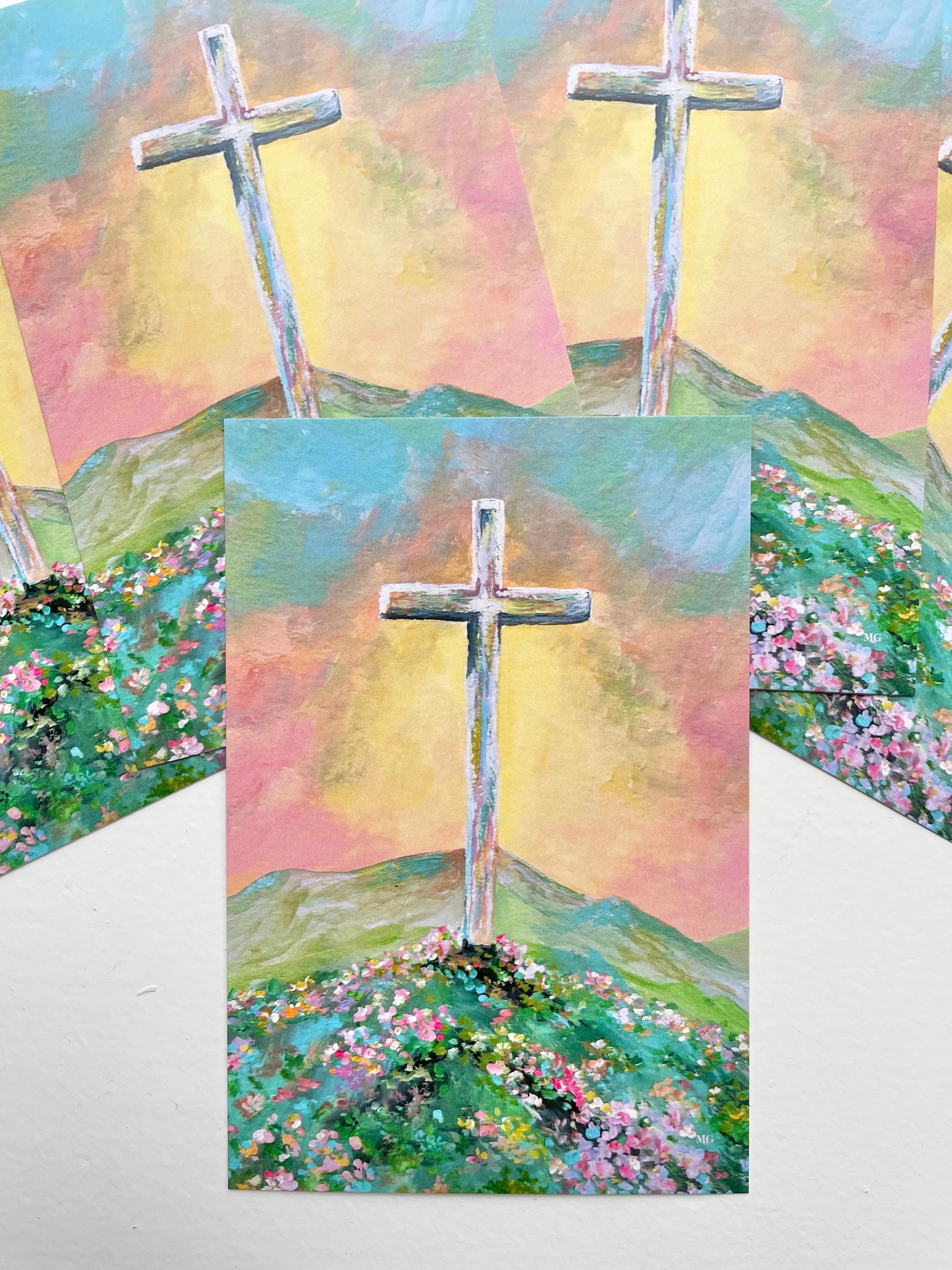 He is risen, 十字架，クリスチャンポスターカード，イースターポストカード