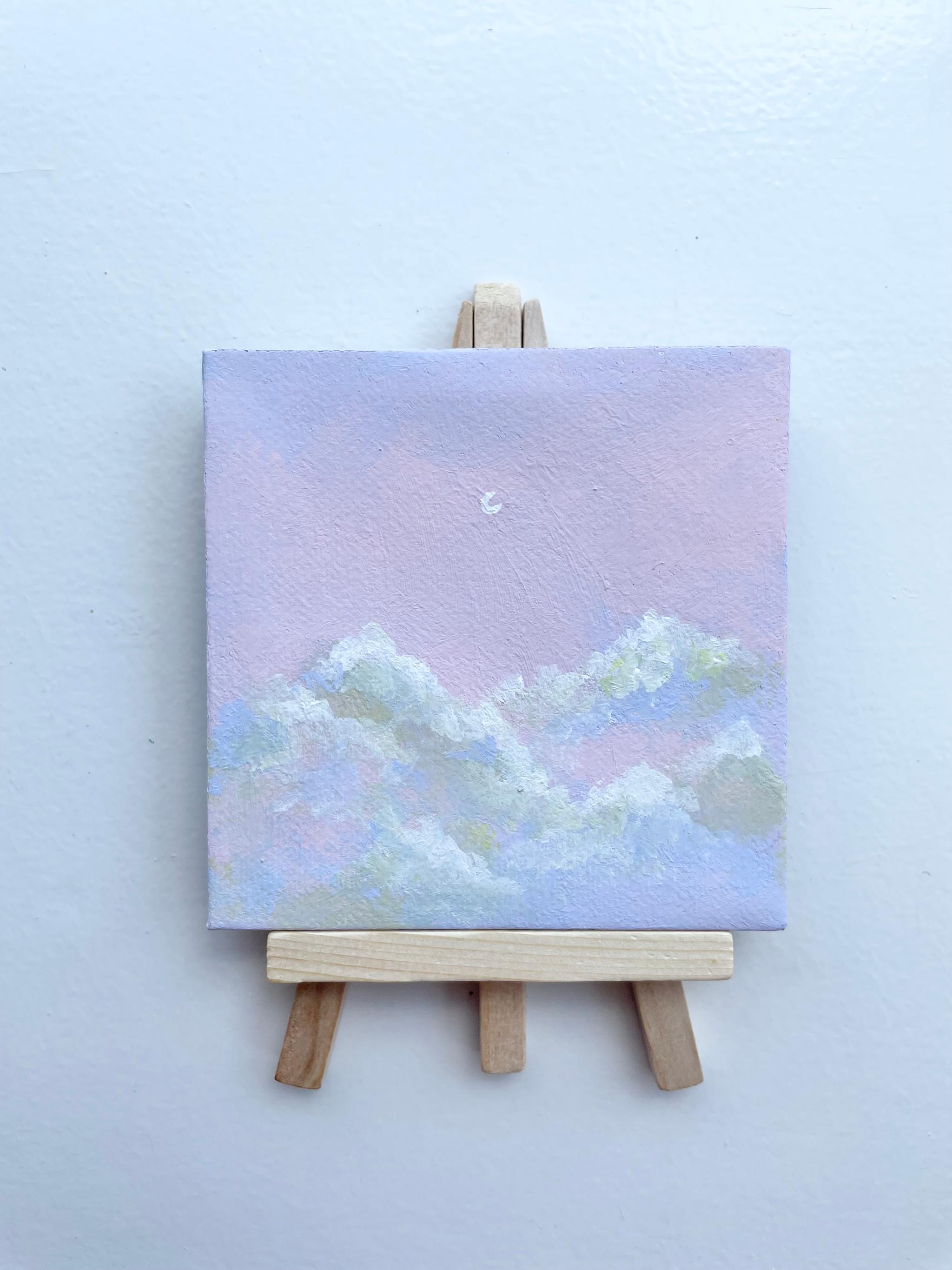 Pink sky, ピンクの空、ミニキャンバス、イーゼル付き