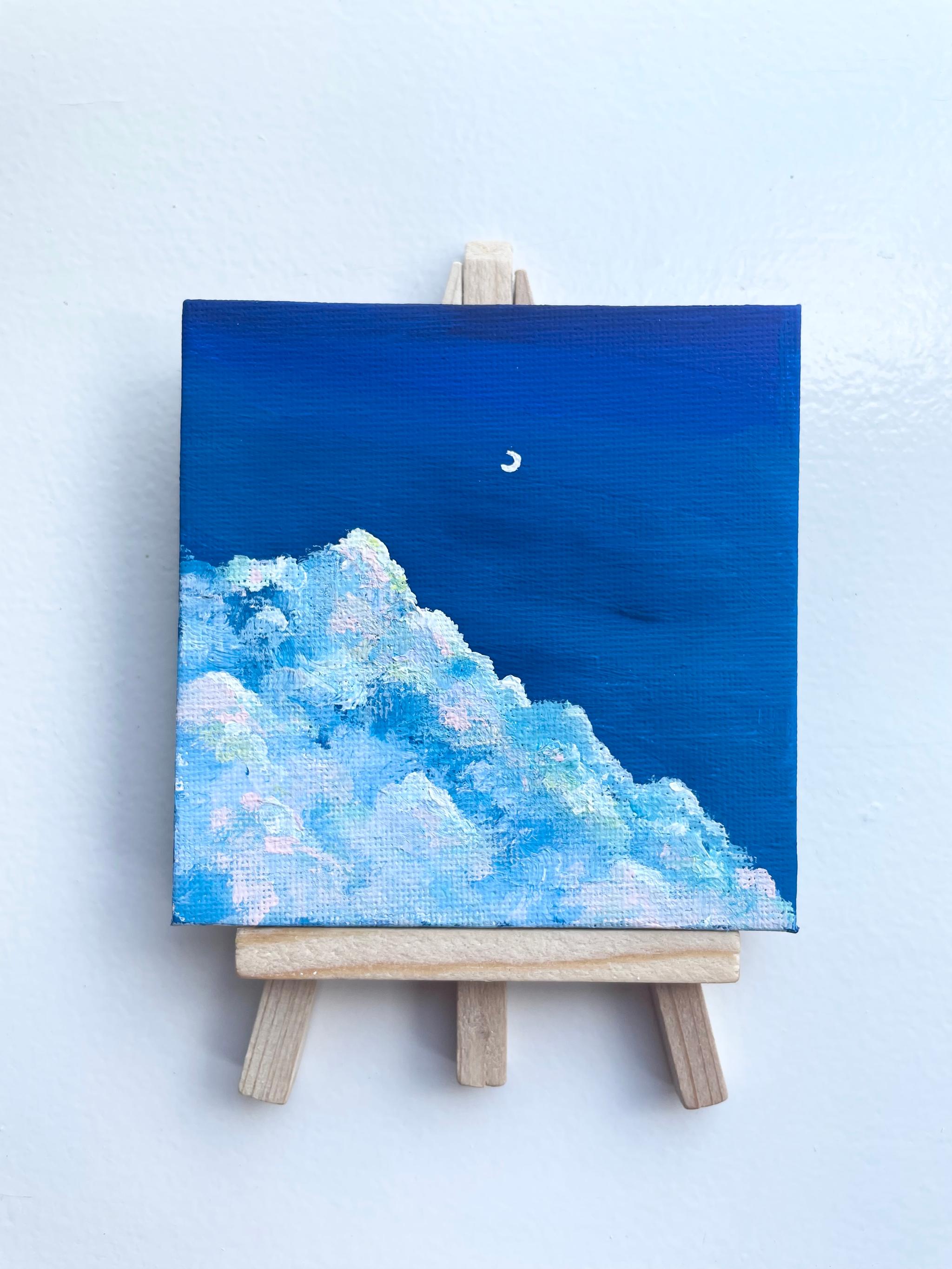 Blue sky, ブルーの空、ミニキャンバス、イーゼル付き