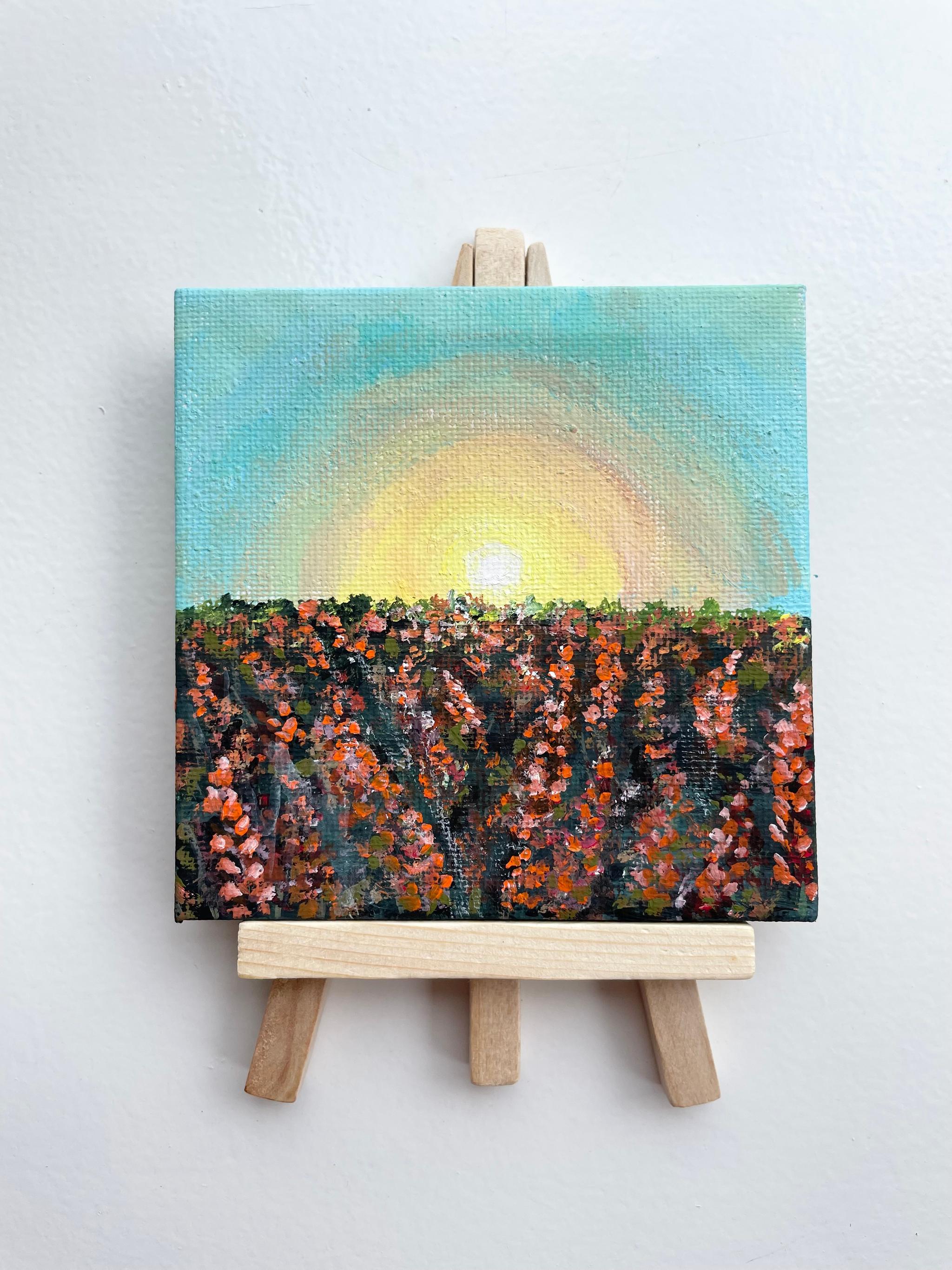 Sunset at Tatu city in Kenya, ケニアの景色、ミニキャンバス、イーゼル付き