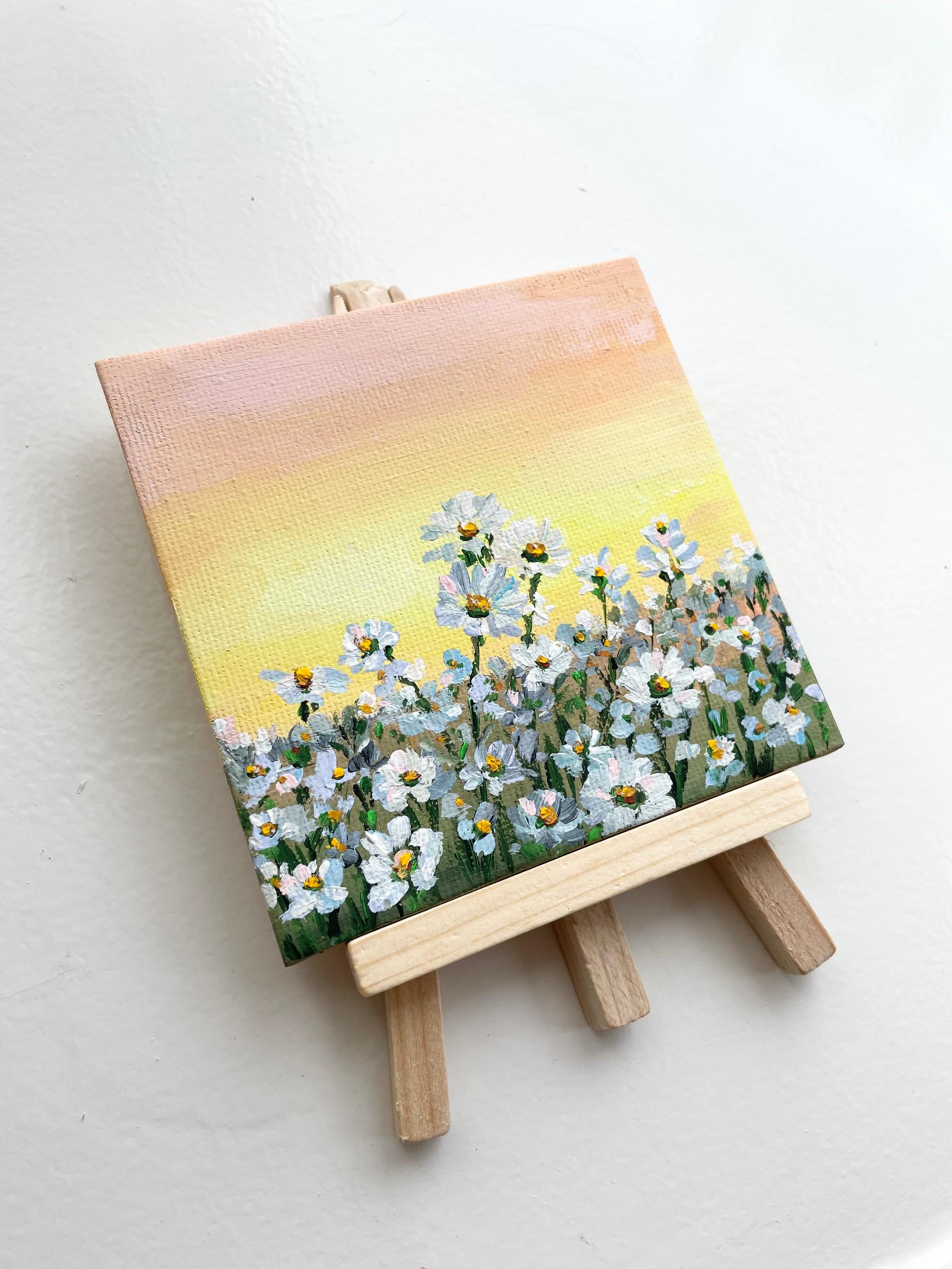 夕方のお花、ミニキャンバス、イーゼル付き | 2枚目