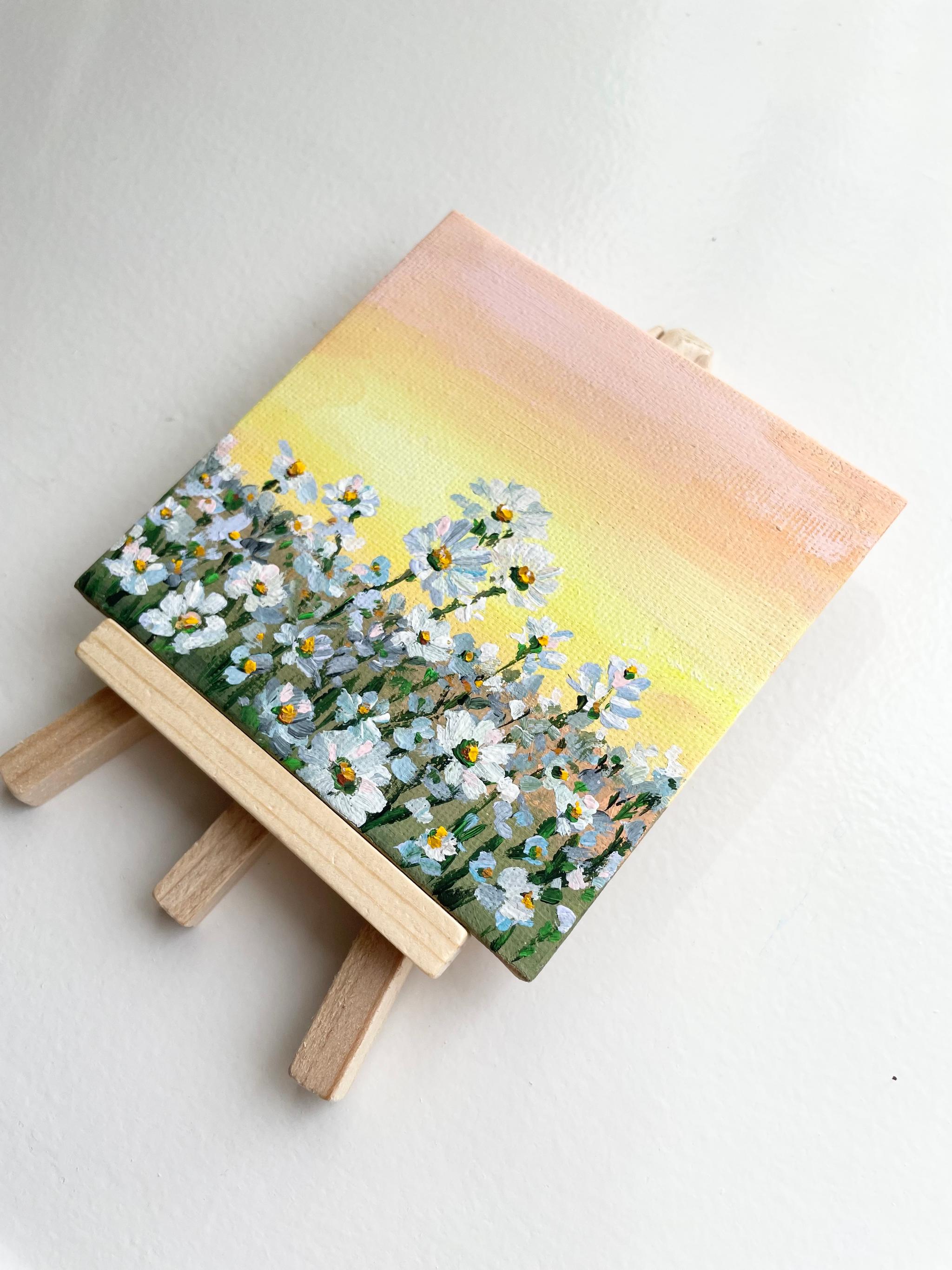 夕方のお花、ミニキャンバス、イーゼル付き | 3枚目