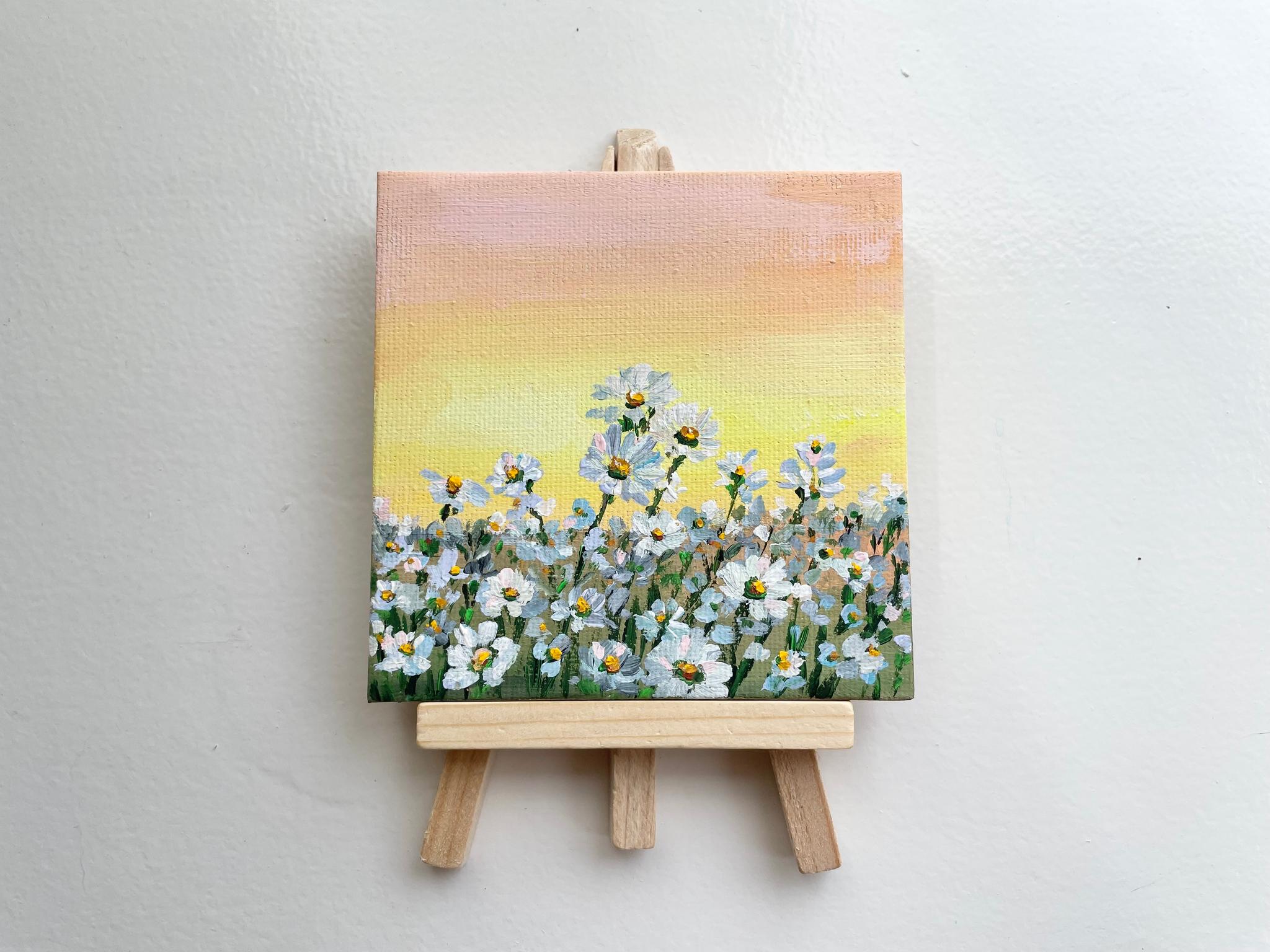 夕方のお花、ミニキャンバス、イーゼル付き | 6枚目