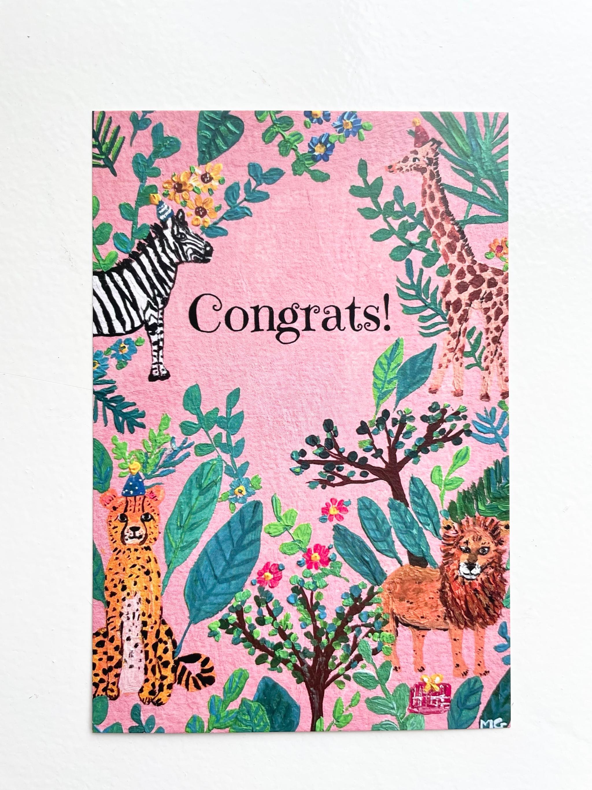 Congrats! アフリカンアニマルおめでとうカード，ポストカード