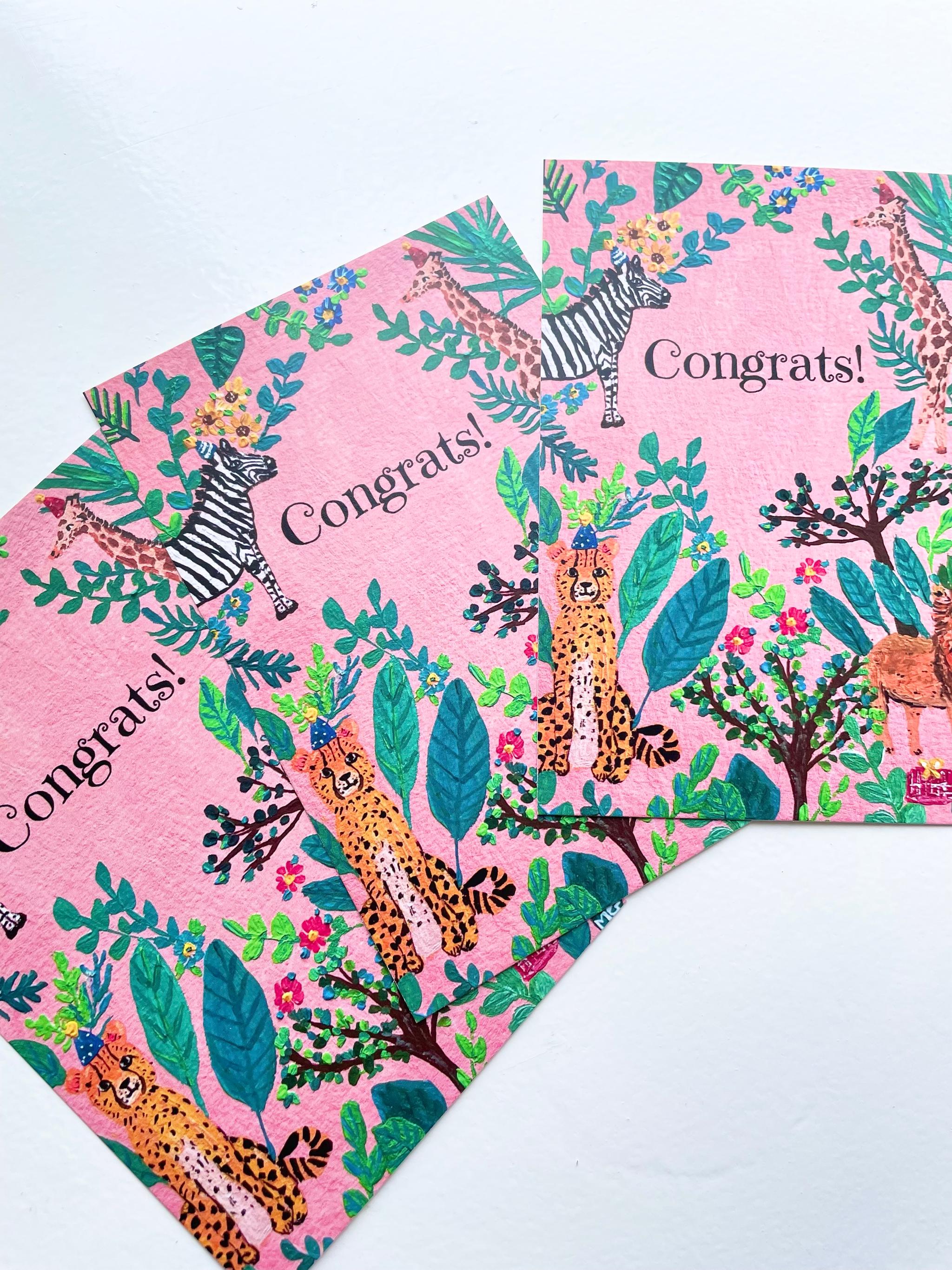 Congrats! アフリカンアニマルおめでとうカード，ポストカード | 4枚目