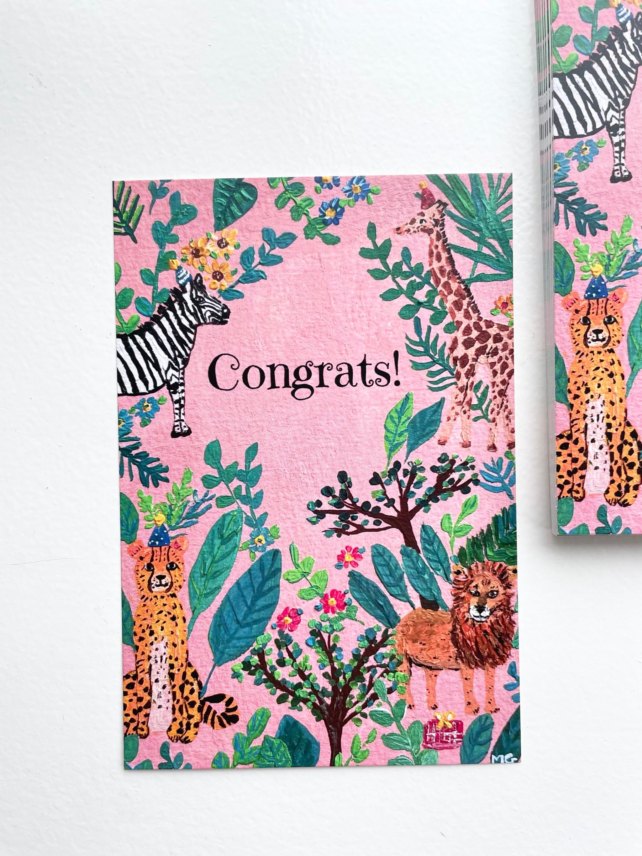 Congrats! アフリカンアニマルおめでとうカード，ポストカード | 5枚目