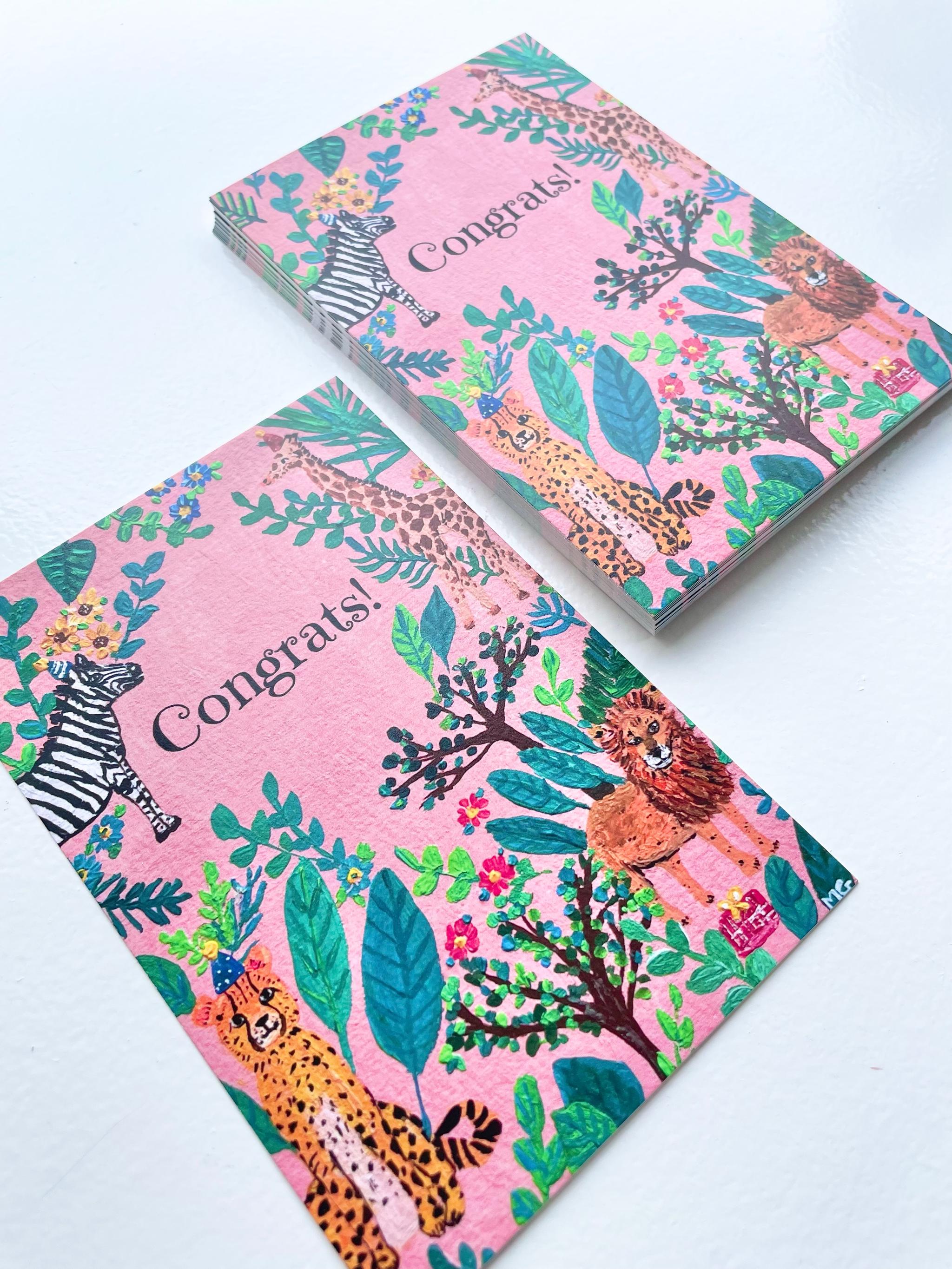 Congrats! アフリカンアニマルおめでとうカード，ポストカード | 6枚目