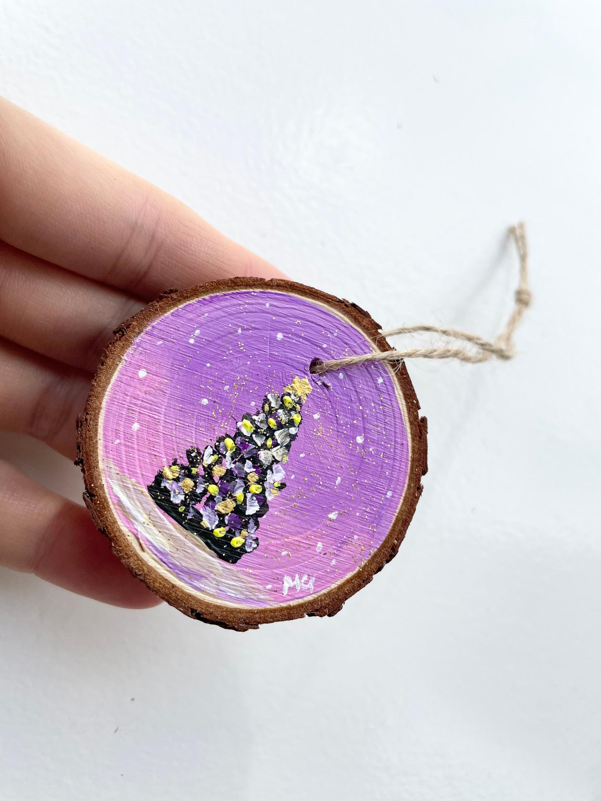 天然木に手描きで描いたオーナメント、クリスマスオーナメント、クリスマスツリーのオーナメント | 12枚目