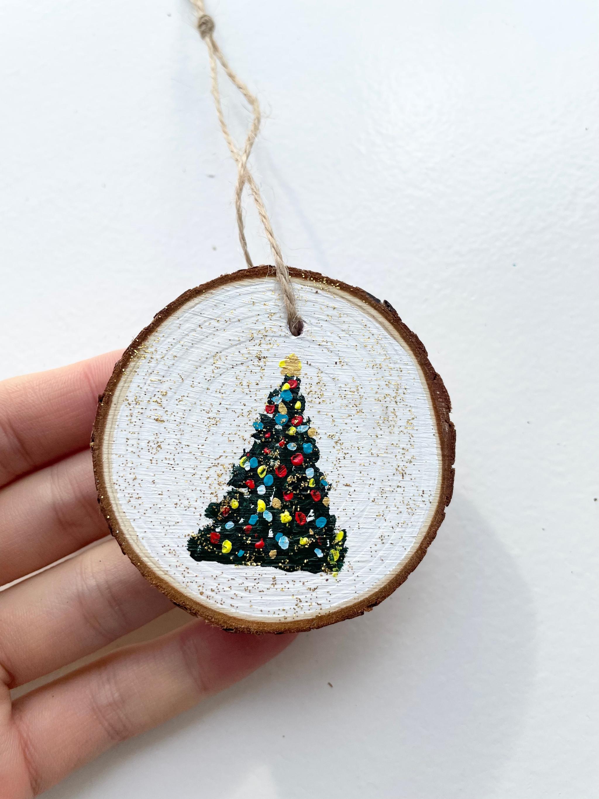 天然木に手描きで描いたオーナメント、クリスマスオーナメント、クリスマスツリーのオーナメント | 13枚目