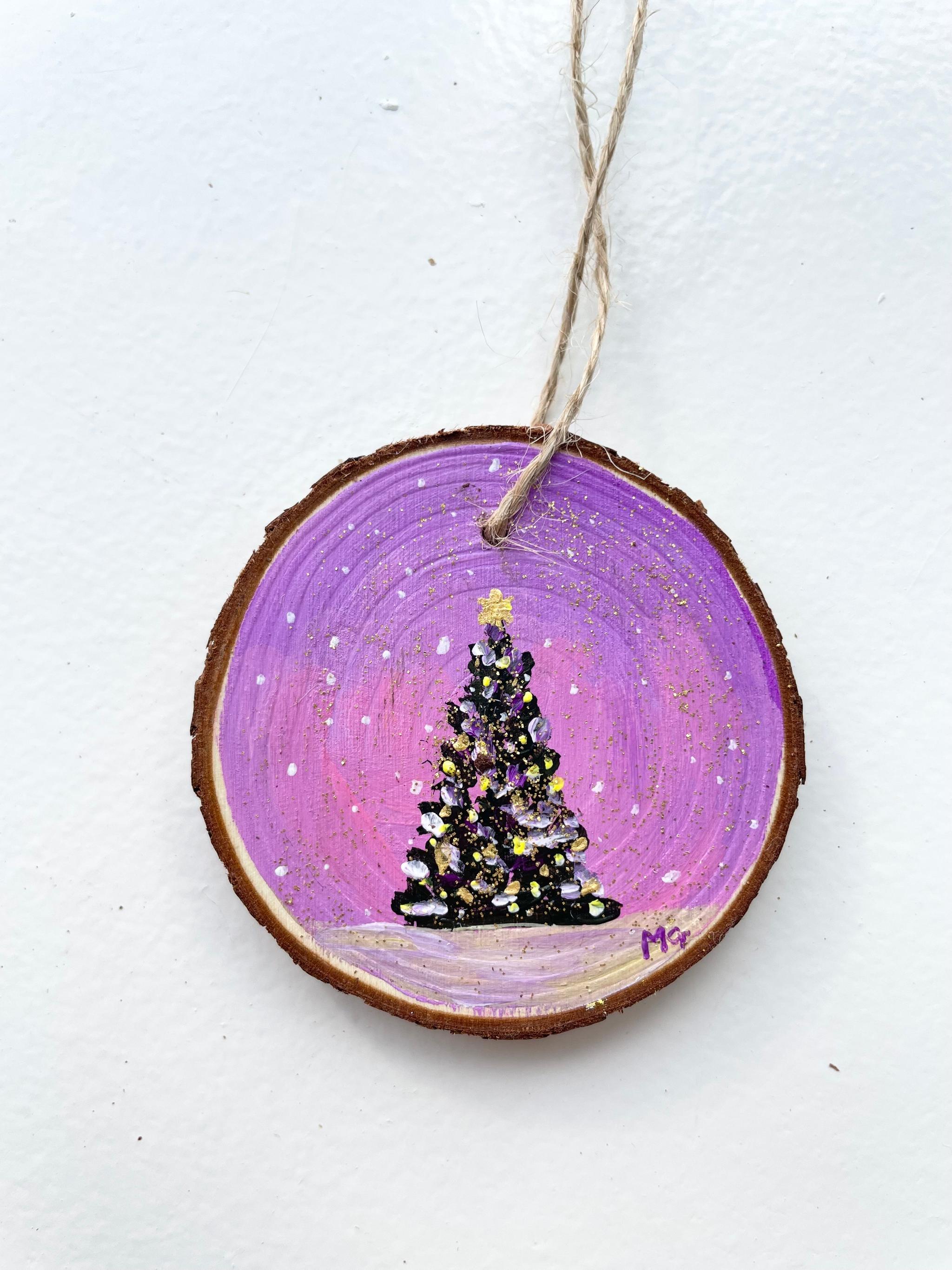 天然木に手描きで描いたオーナメント、クリスマスオーナメント、クリスマスツリーのオーナメント | 14枚目