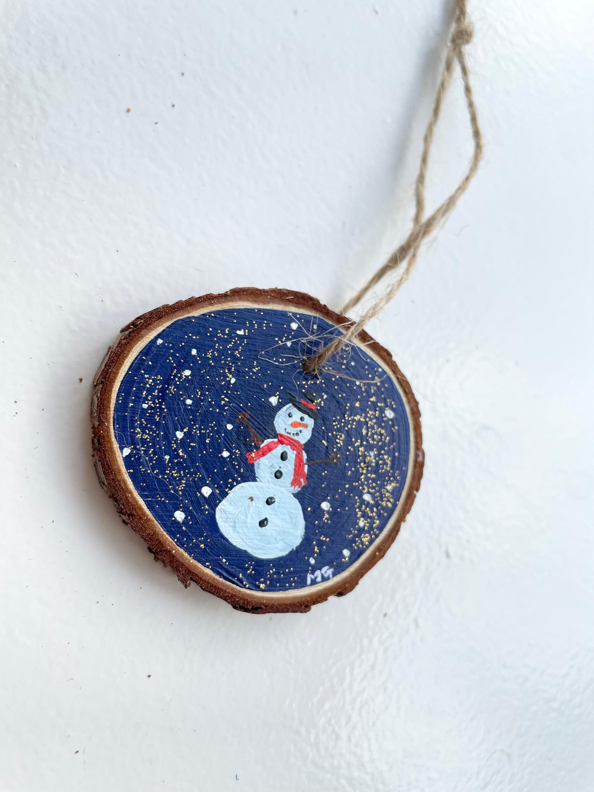 手描きの木製オーナメント、クリスマスオーナメント、クリスマスデコレーション、雪だるま、クリスマスツリー | 4枚目