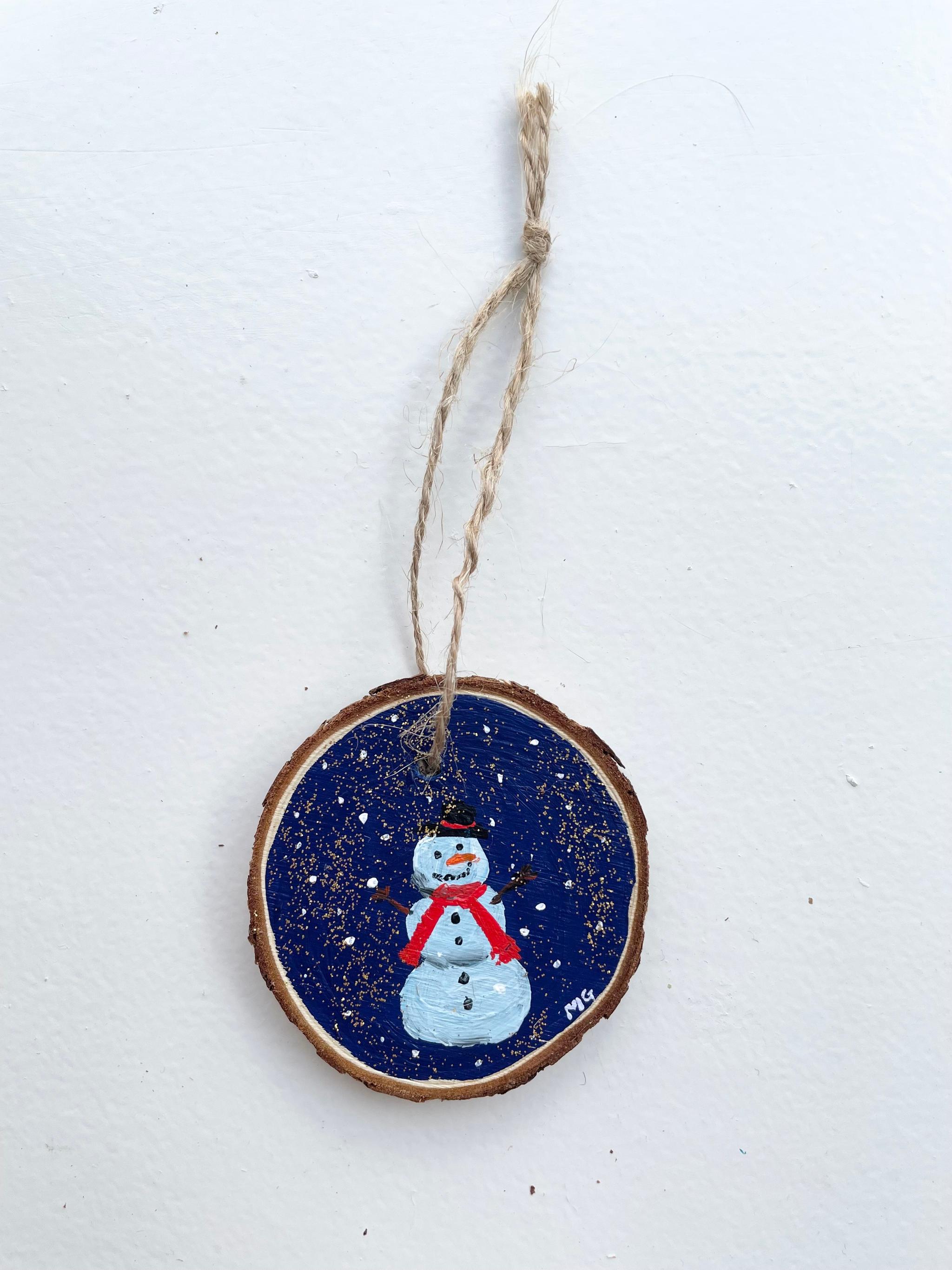 手描きの木製オーナメント、クリスマスオーナメント、クリスマスデコレーション、雪だるま、クリスマスツリー | 2枚目