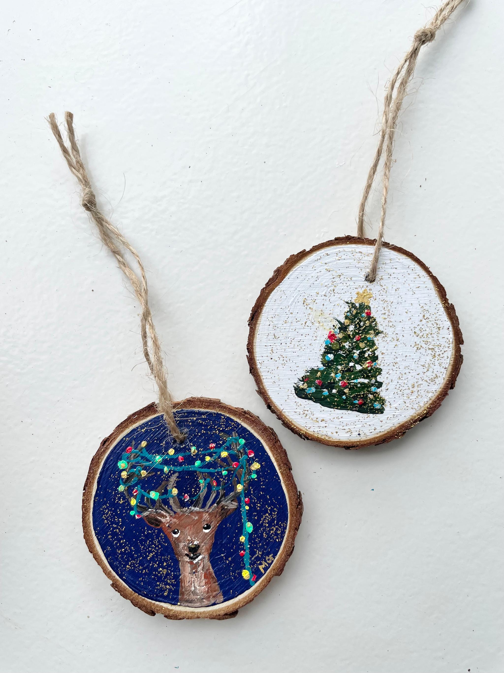 手描きの木製オーナメント、クリスマスオーナメント、クリスマスデコレーション、トナカイ、となかい、クリスマスツリー | 2枚目