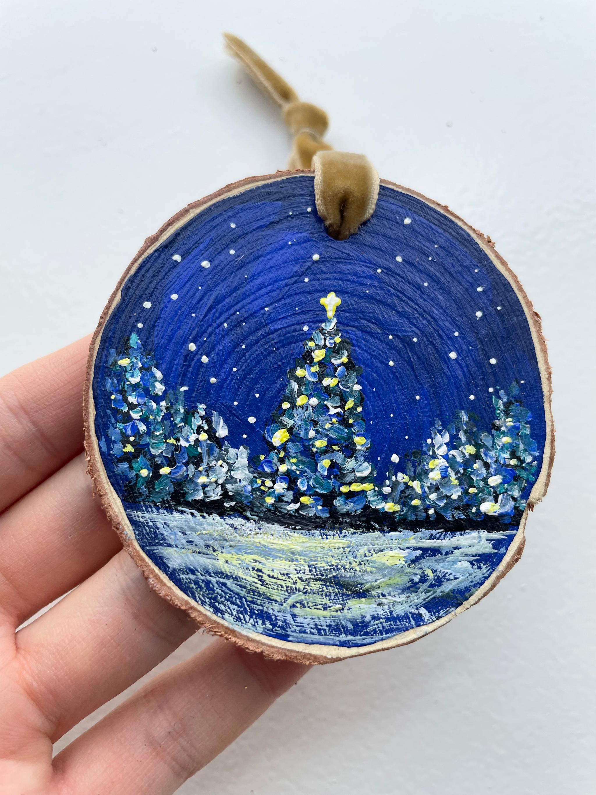 手描きの木製オーナメント、クリスマスオーナメント、クリスマスデコレーション、クリスマスツリー | 5枚目