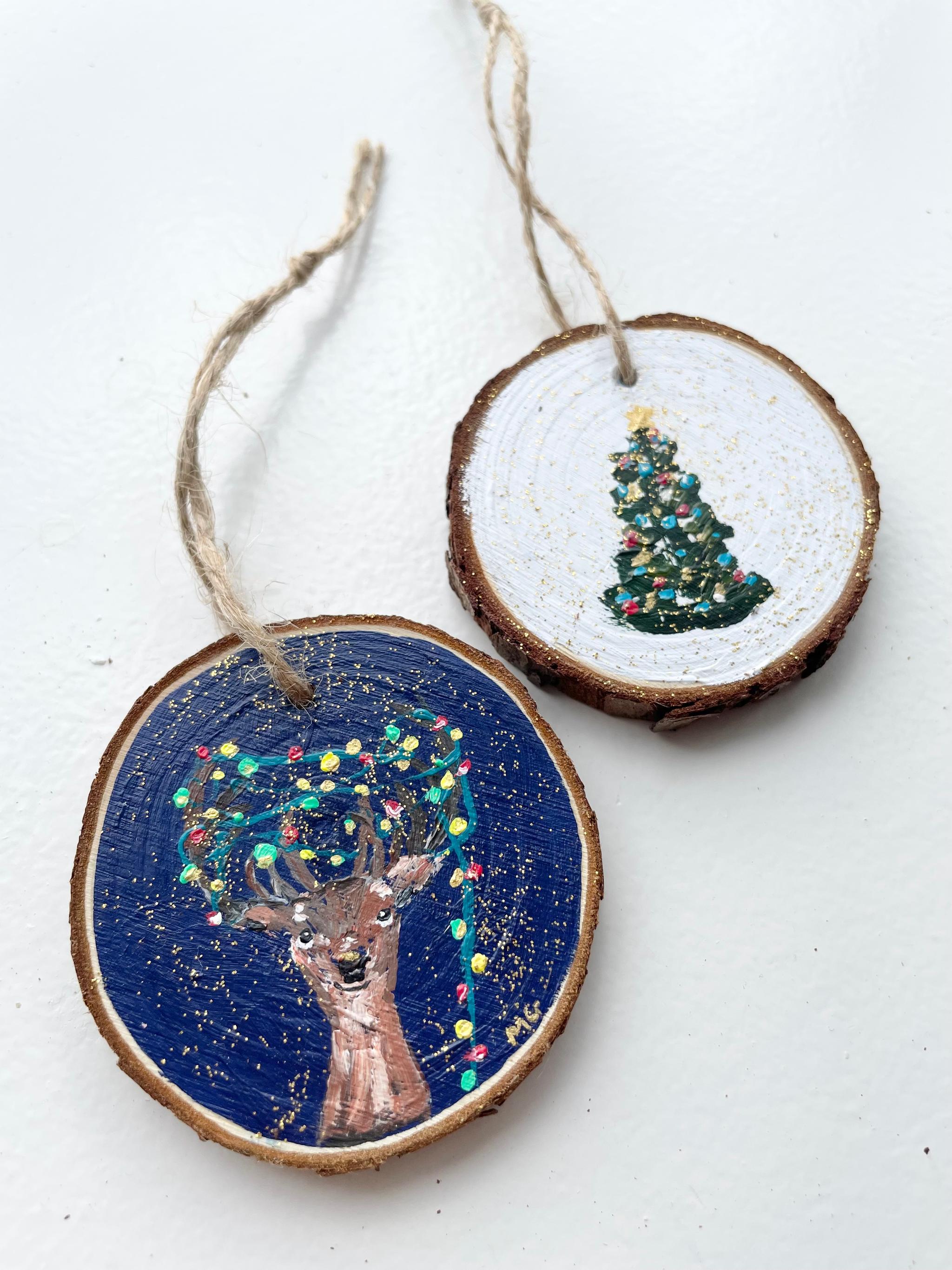 手描きの木製オーナメント、クリスマスオーナメント、クリスマスデコレーション、トナカイ、となかい、クリスマスツリー1枚目の画像