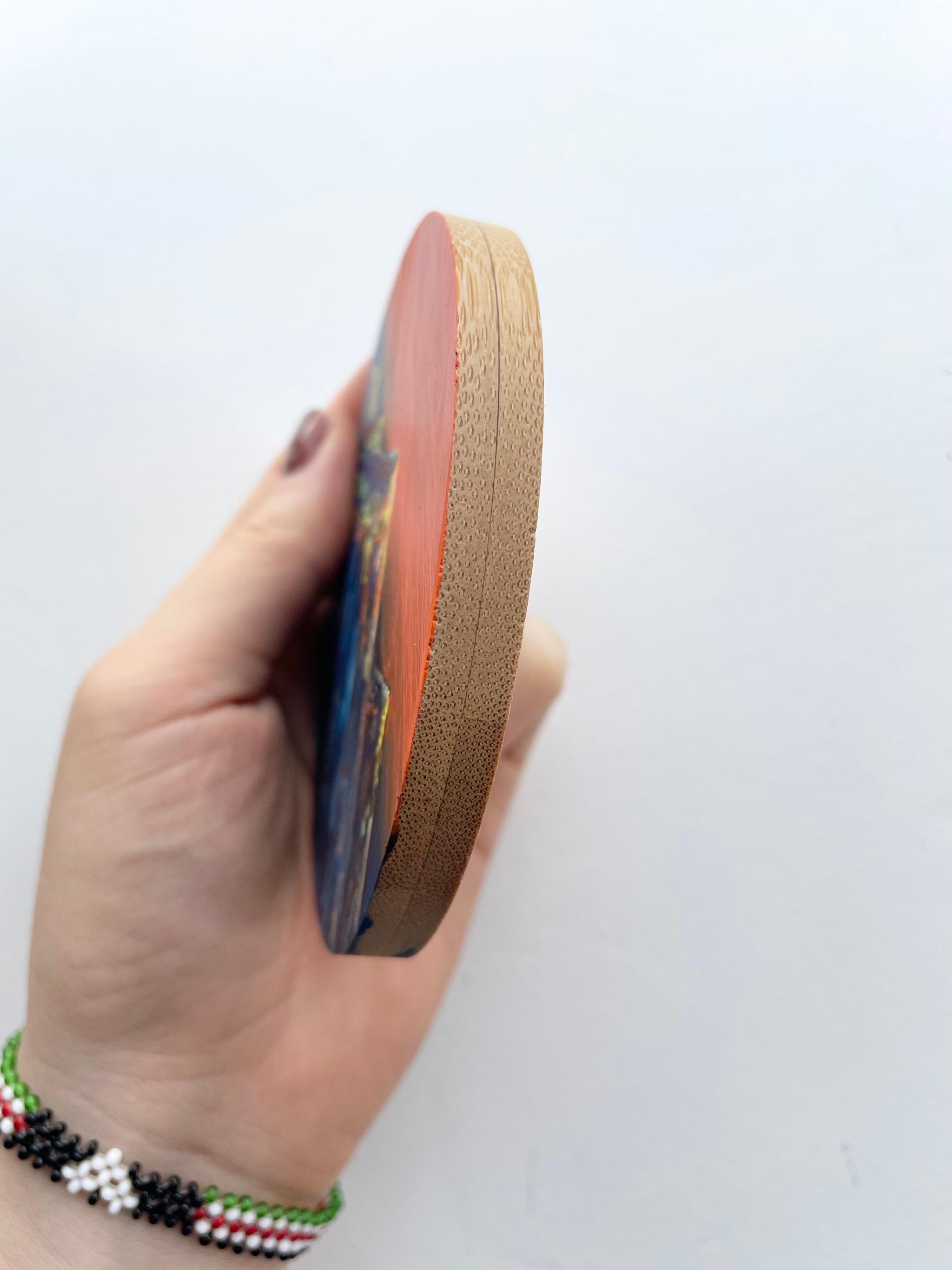 手描きの木製コースター、ウッドコースター、山の絵、Mountain scenery | 5枚目