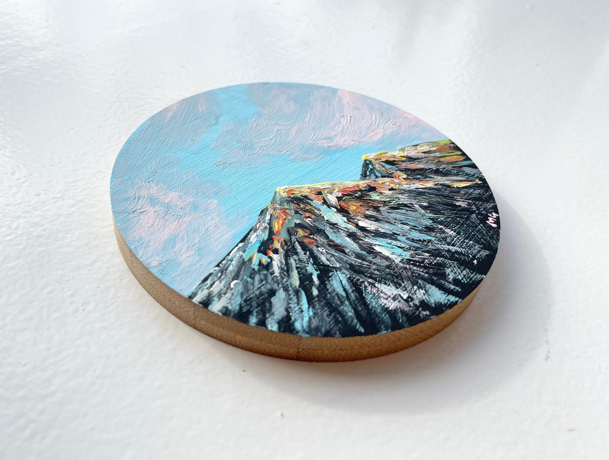 手描きの木製コースター、ウッドコースター、山の絵、Mountain scenery | 2枚目