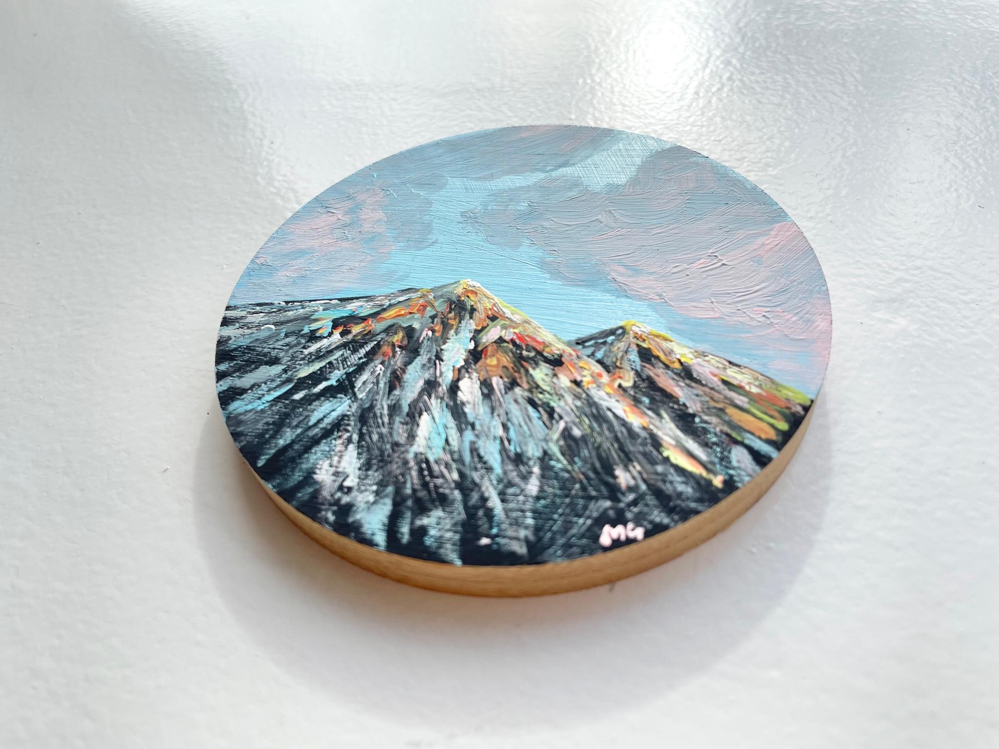 手描きの木製コースター、ウッドコースター、山の絵、Mountain scenery | 3枚目