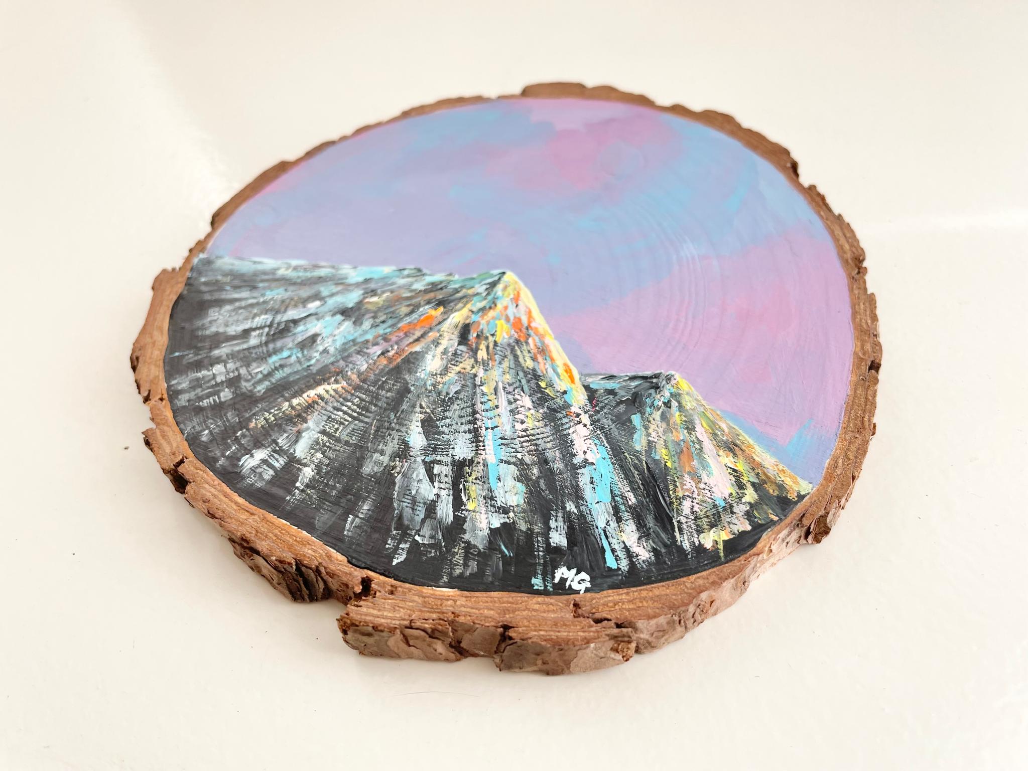 手描きの木製コースター、山の景色、ウッドコースター,mountain scenery | 3枚目