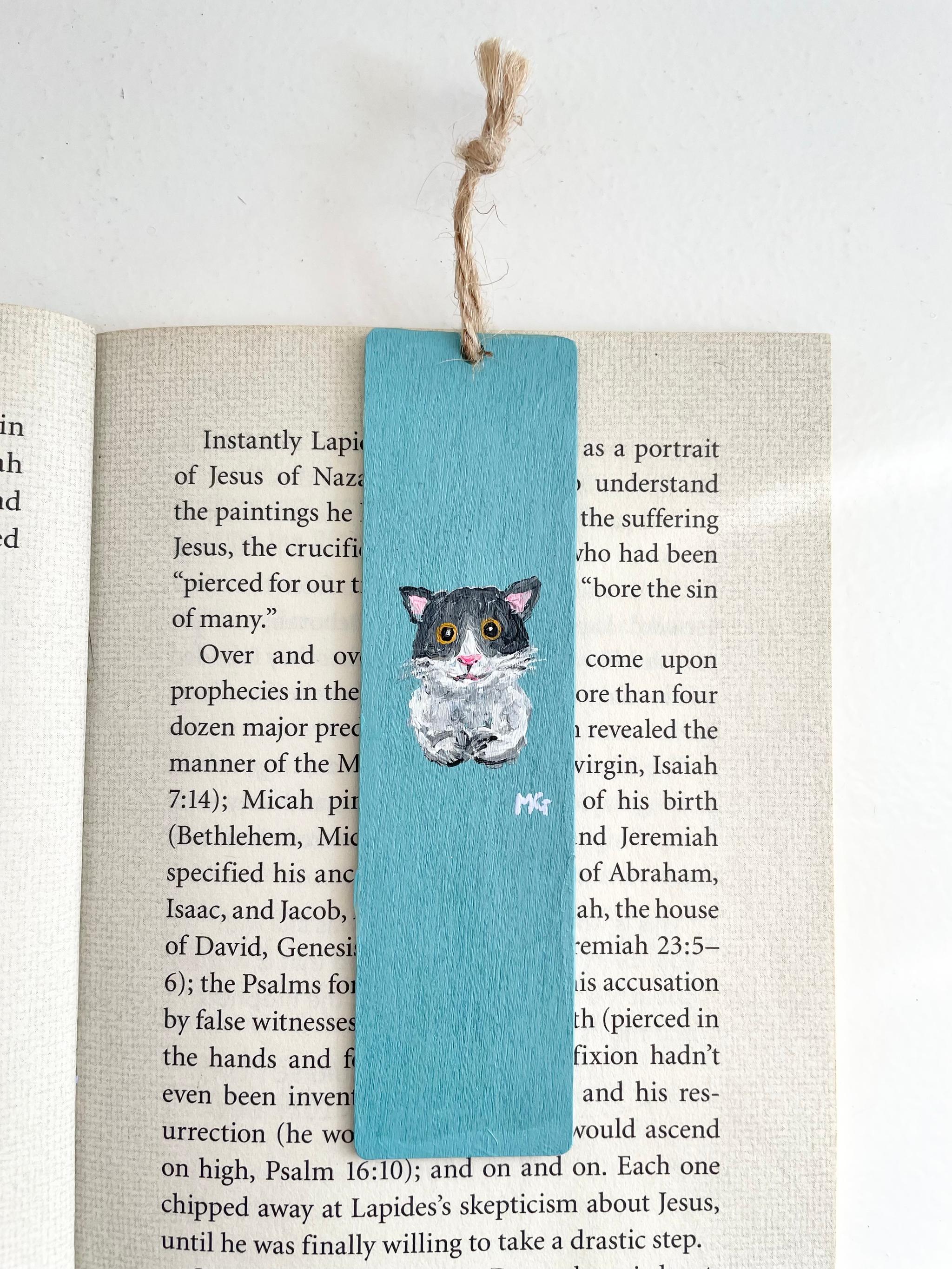 猫のブックマーク，ハンドペイントのブックマーク，アニマルブックマーク、ネコの絵、ネコ、猫1枚目の画像