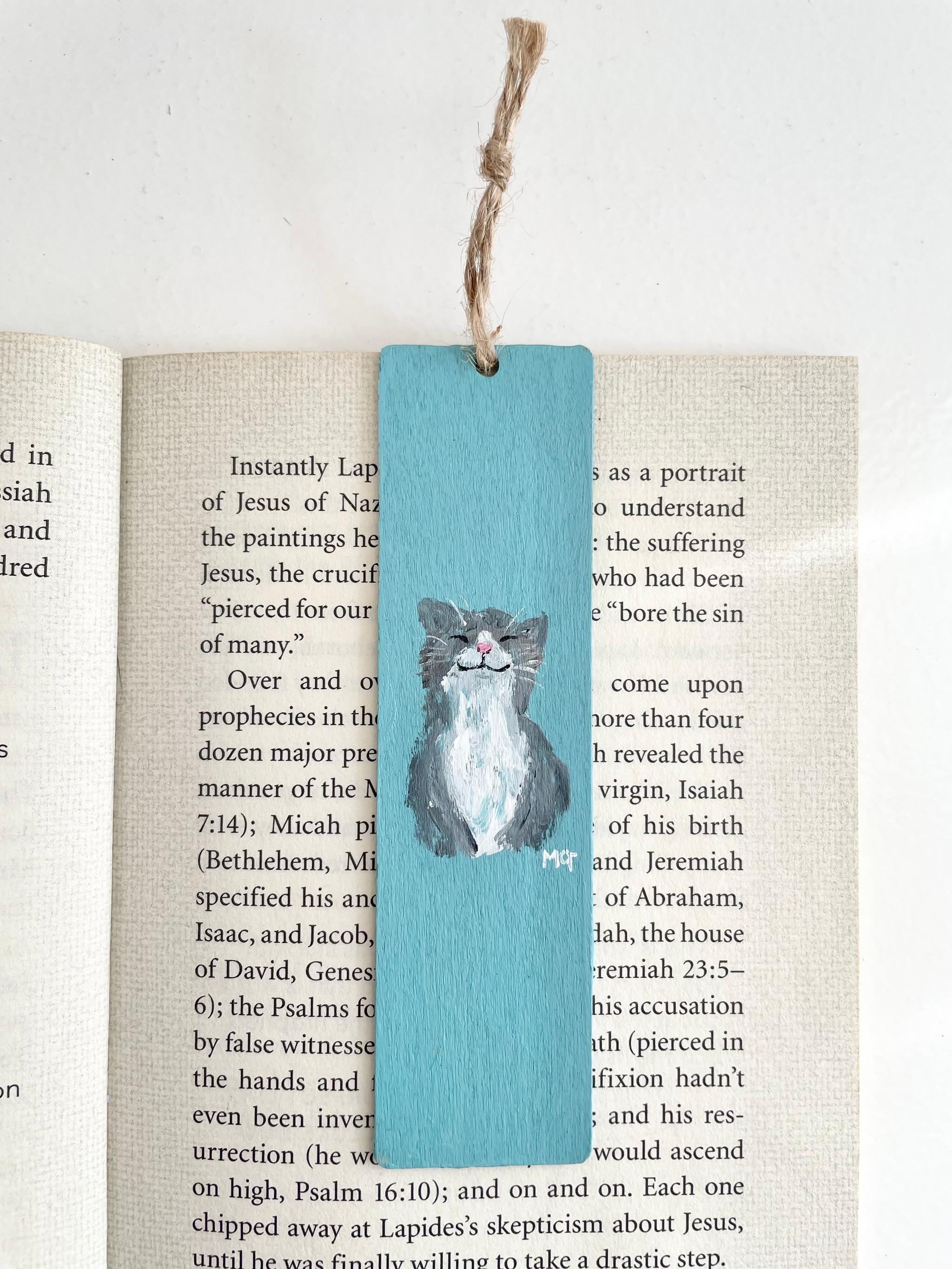 猫のブックマーク，ハンドペイントのブックマーク，アニマルブックマーク、ネコの絵、猫、ネコ1枚目の画像