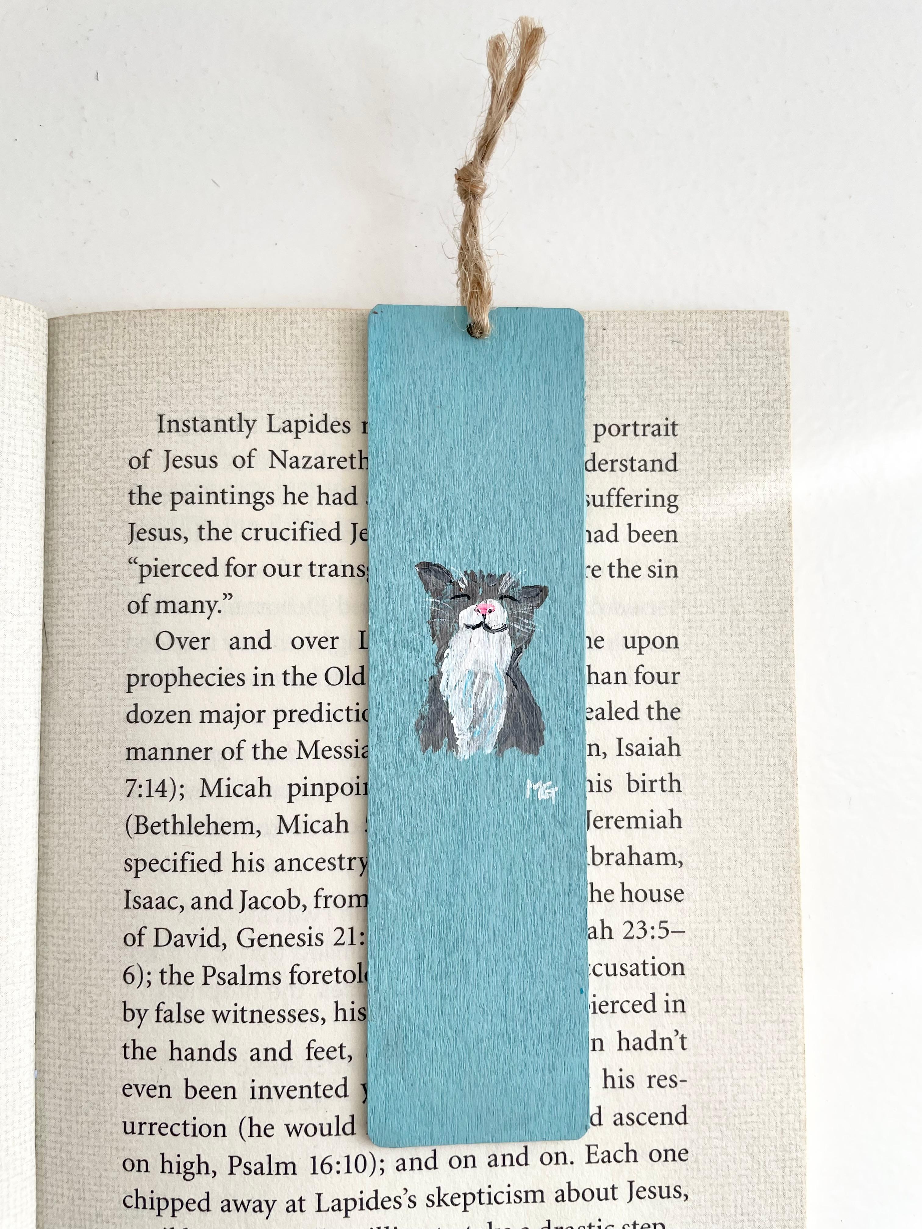 猫のブックマーク，ハンドペイントのブックマーク，アニマルブックマーク、ネコの絵、猫、ネコ1枚目の画像