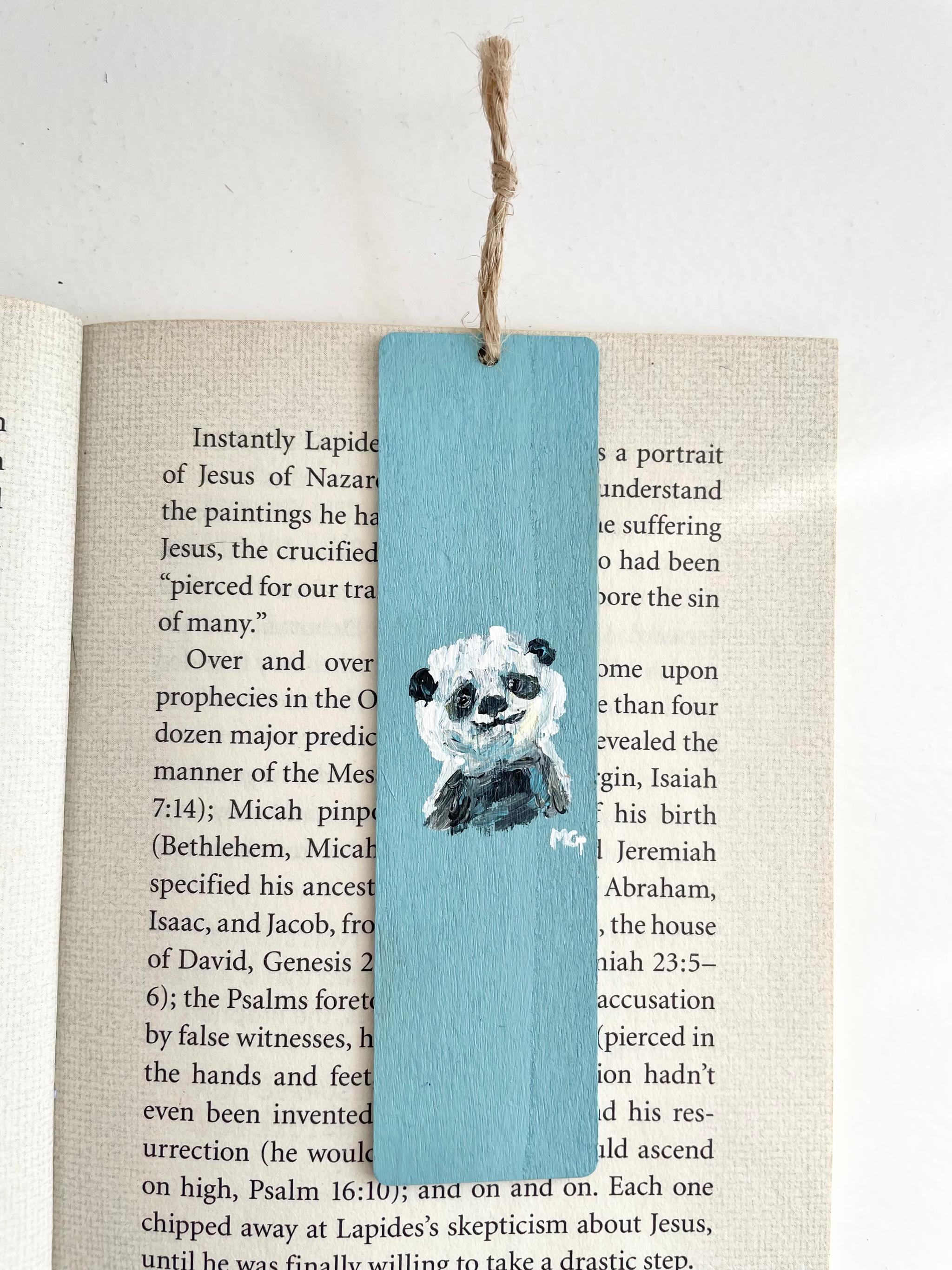 パンダのブックマーク，ハンドペイントのブックマーク，アニマルブックマーク、パンダの絵、ぱんだ、パンダ1枚目の画像