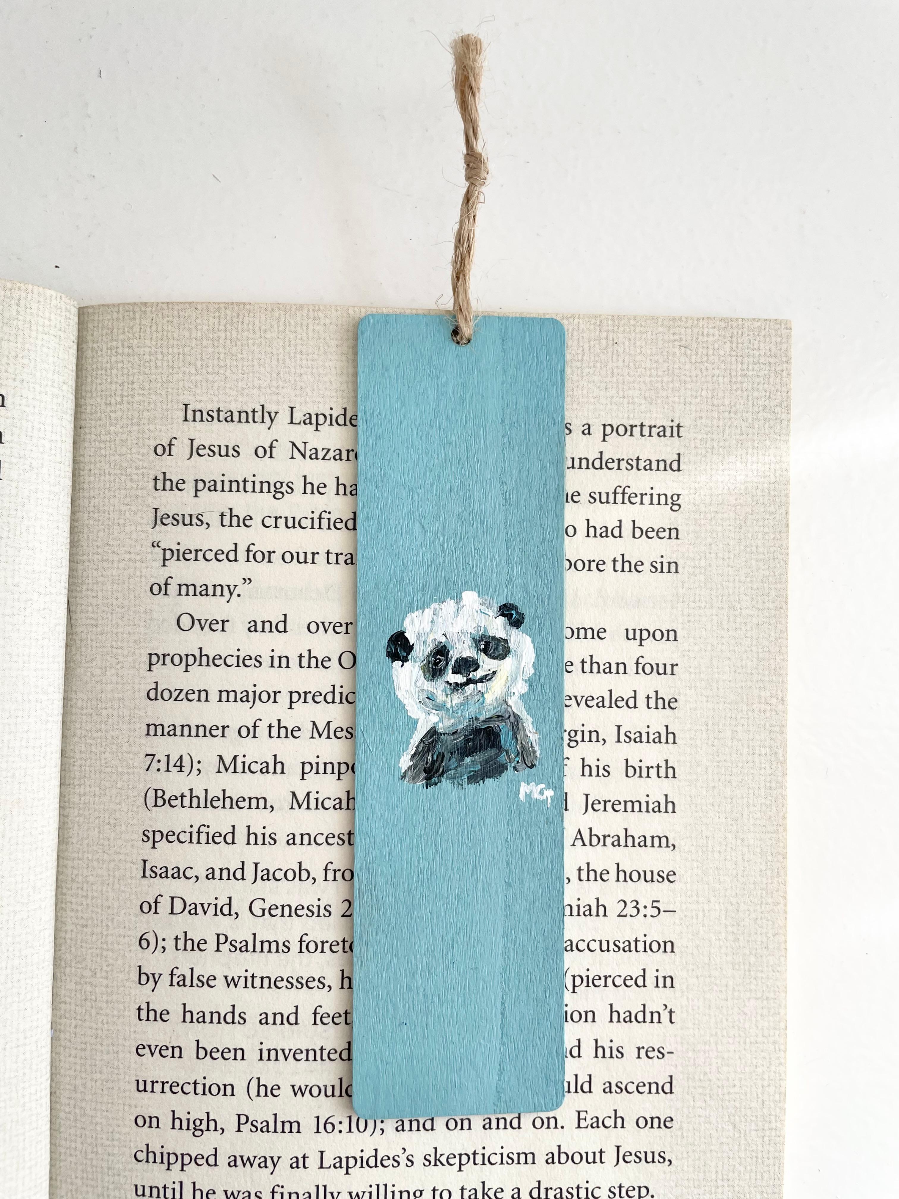 パンダのブックマーク，ハンドペイントのブックマーク，アニマルブックマーク、パンダの絵、ぱんだ、パンダ1枚目の画像