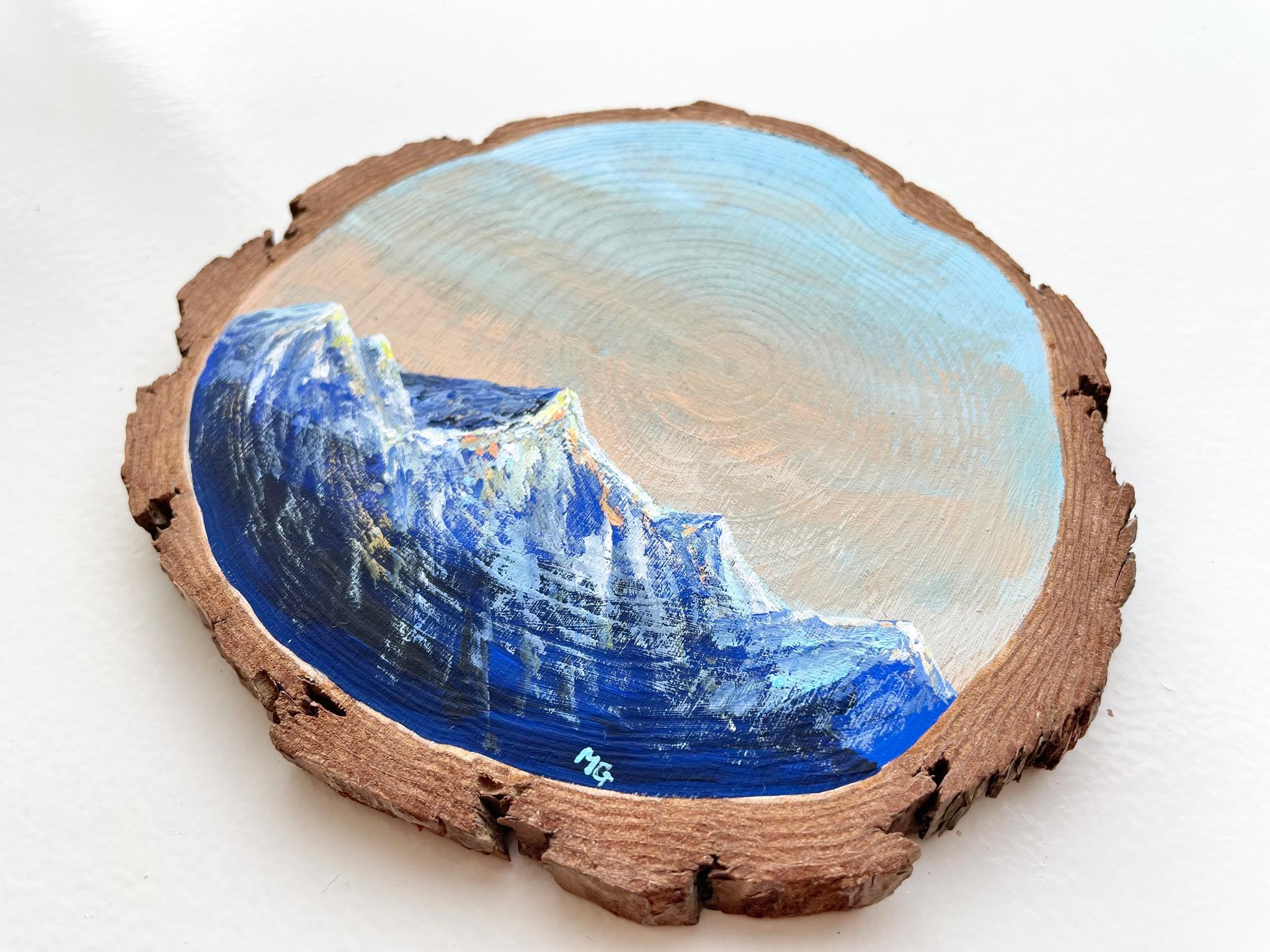 手描きの木製コースター、山の景色、ウッドコースター,mountain scenery | 3枚目