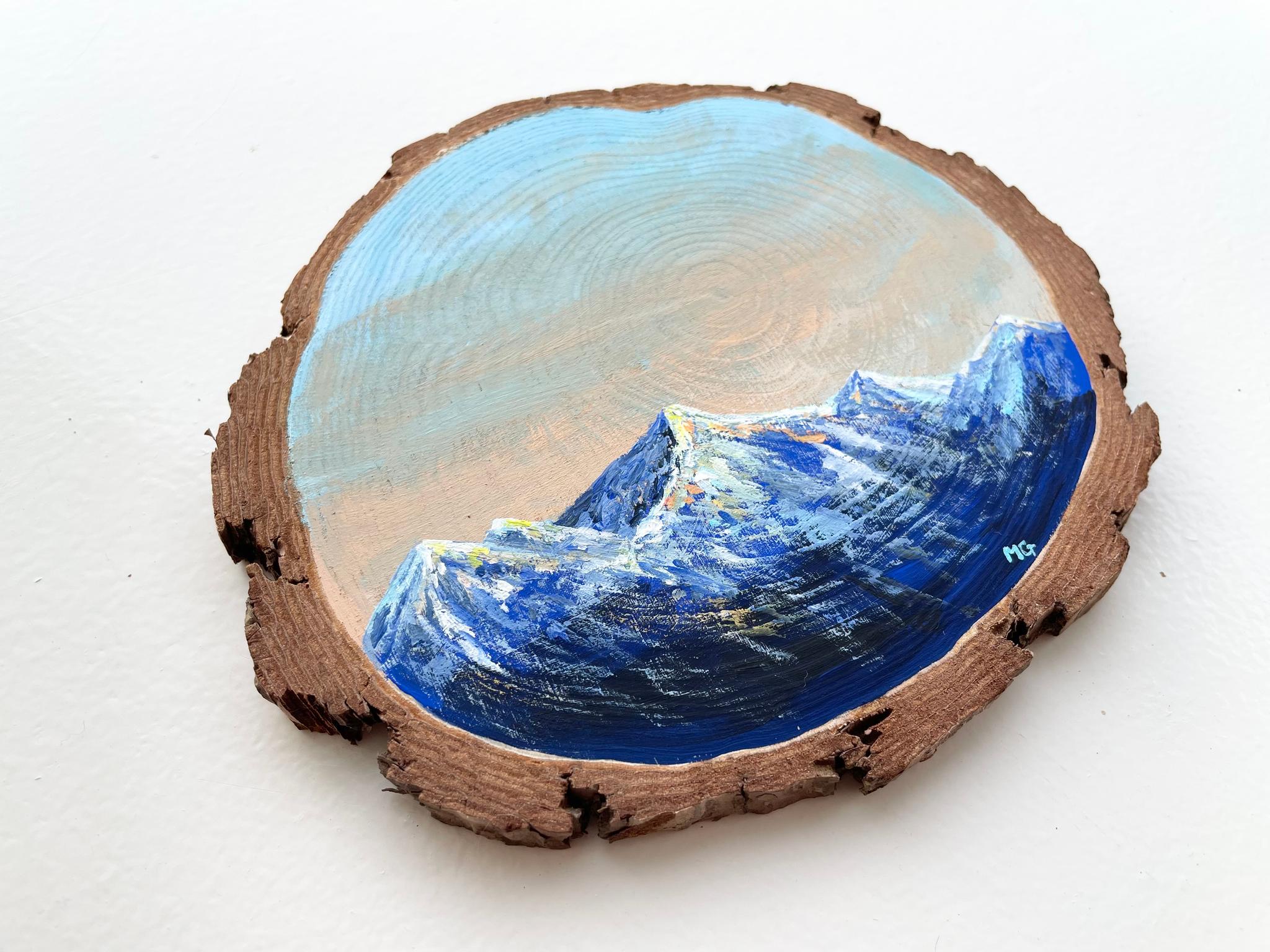 手描きの木製コースター、山の景色、ウッドコースター,mountain scenery | 4枚目