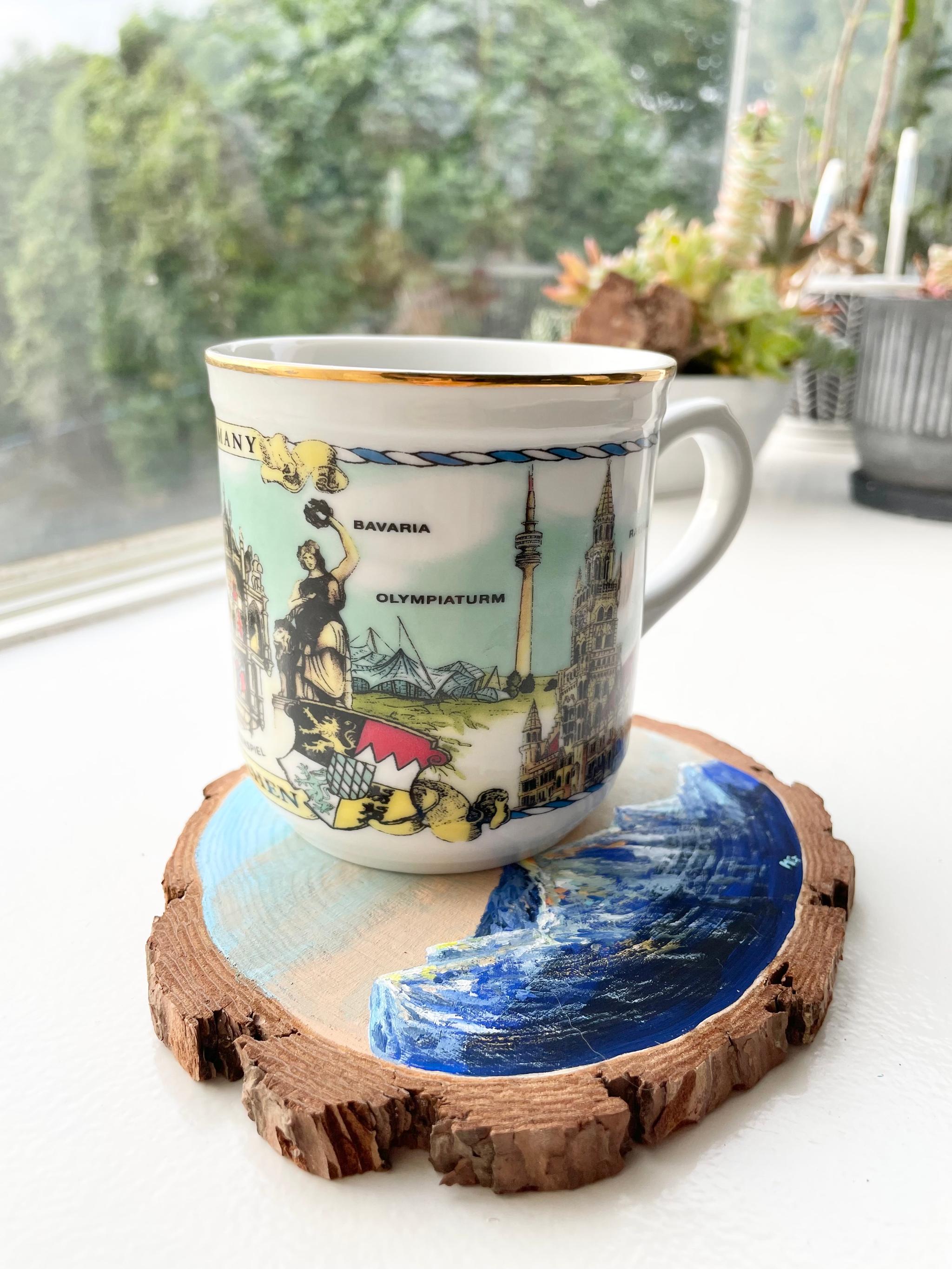 手描きの木製コースター、山の景色、ウッドコースター,mountain scenery | 5枚目