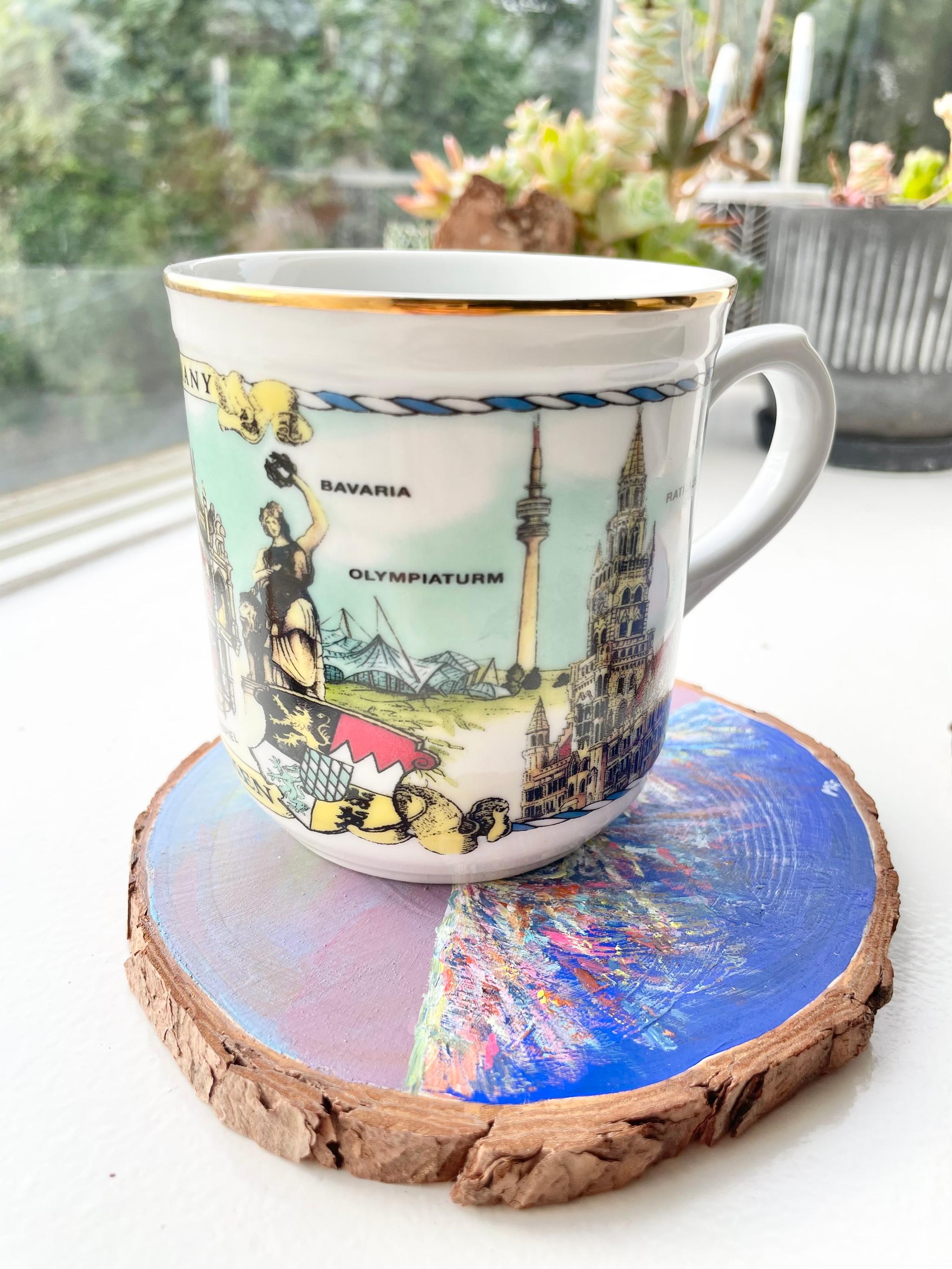 手描きの木製コースター、山の景色、ウッドコースター,mountain scenery | 3枚目