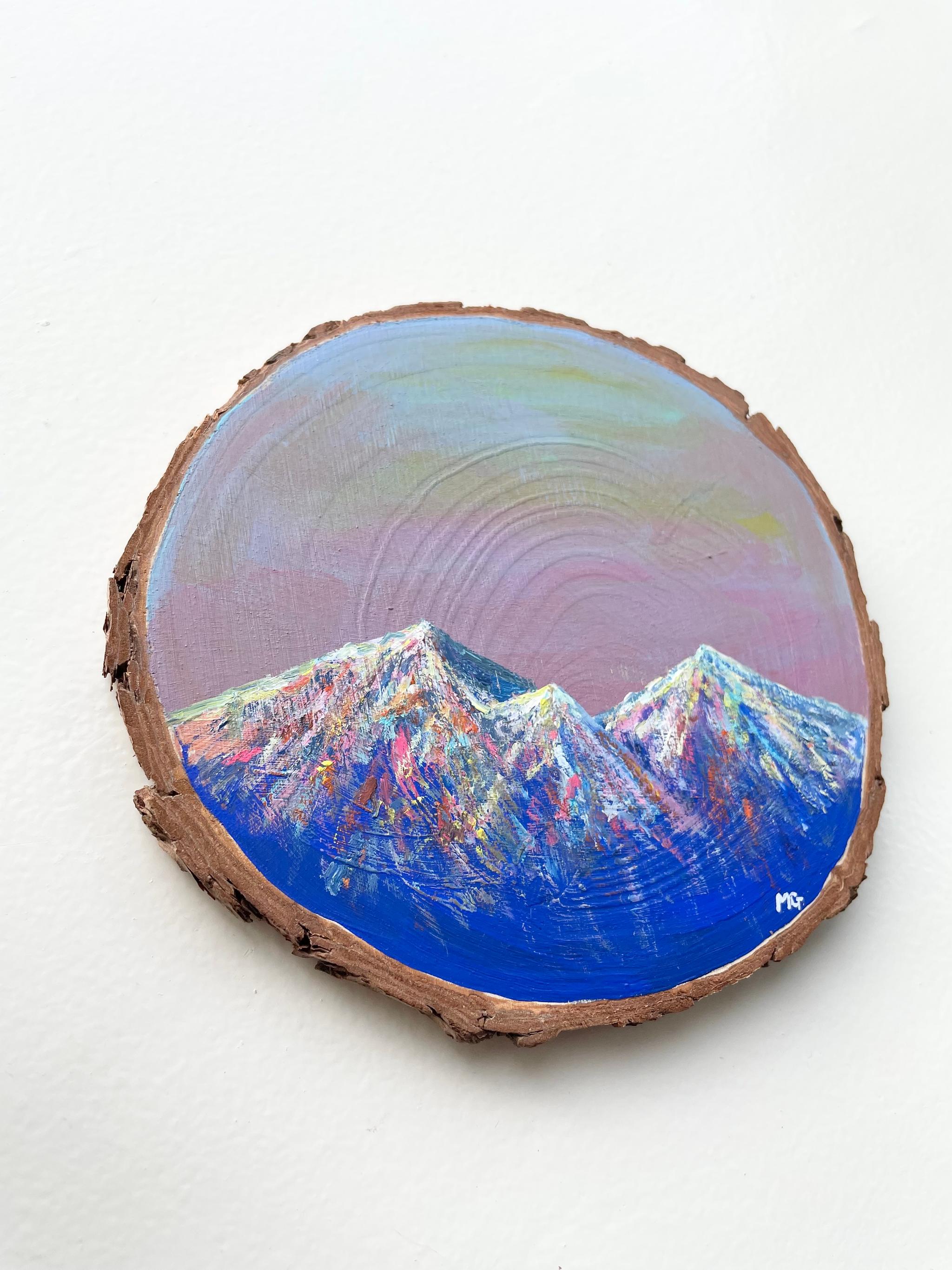 手描きの木製コースター、山の景色、ウッドコースター,mountain scenery | 4枚目