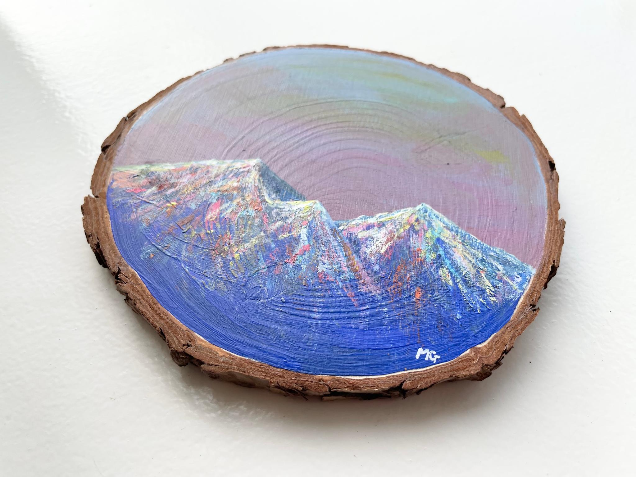 手描きの木製コースター、山の景色、ウッドコースター,mountain scenery | 5枚目