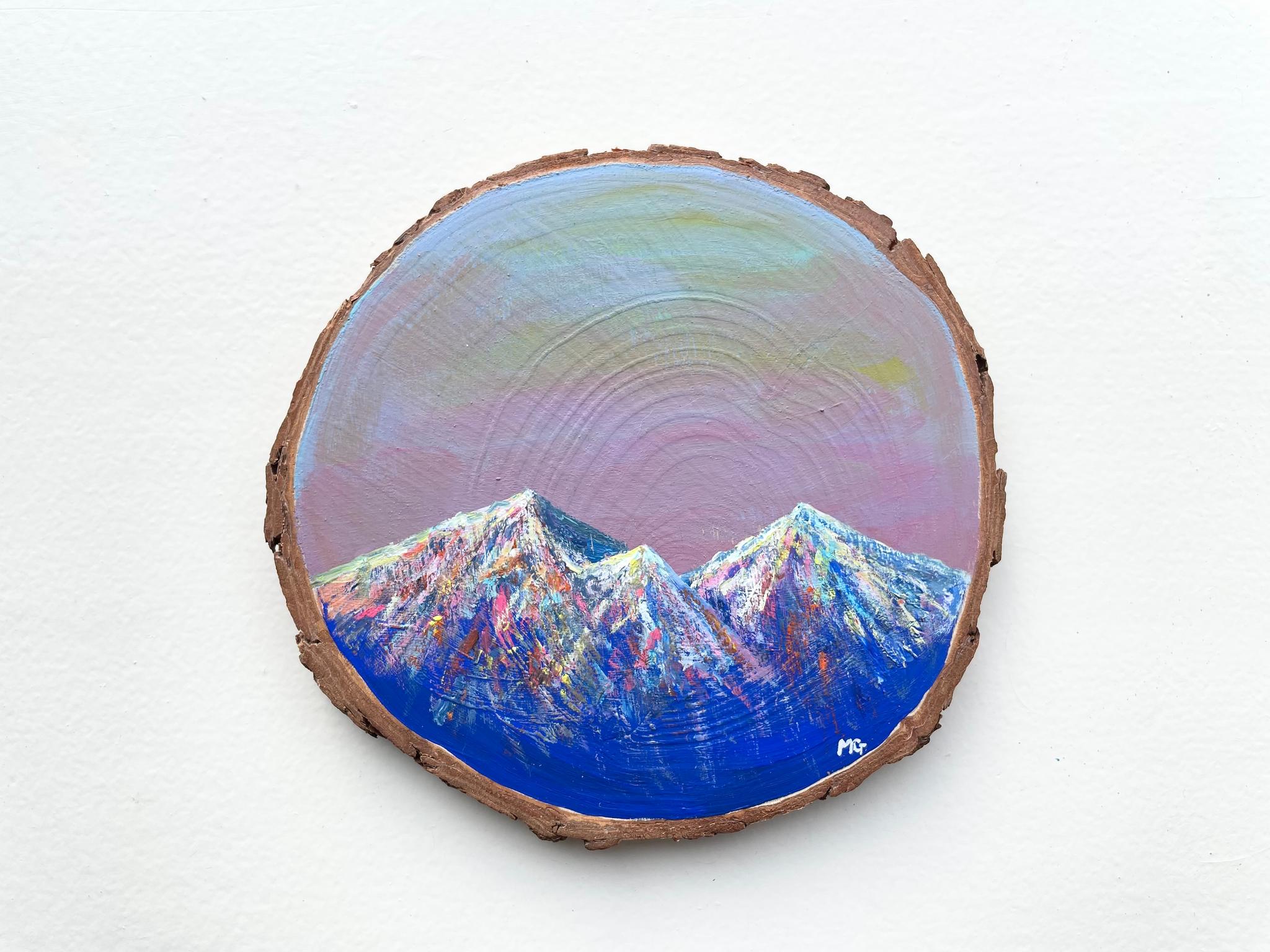 手描きの木製コースター、山の景色、ウッドコースター,mountain scenery | 6枚目