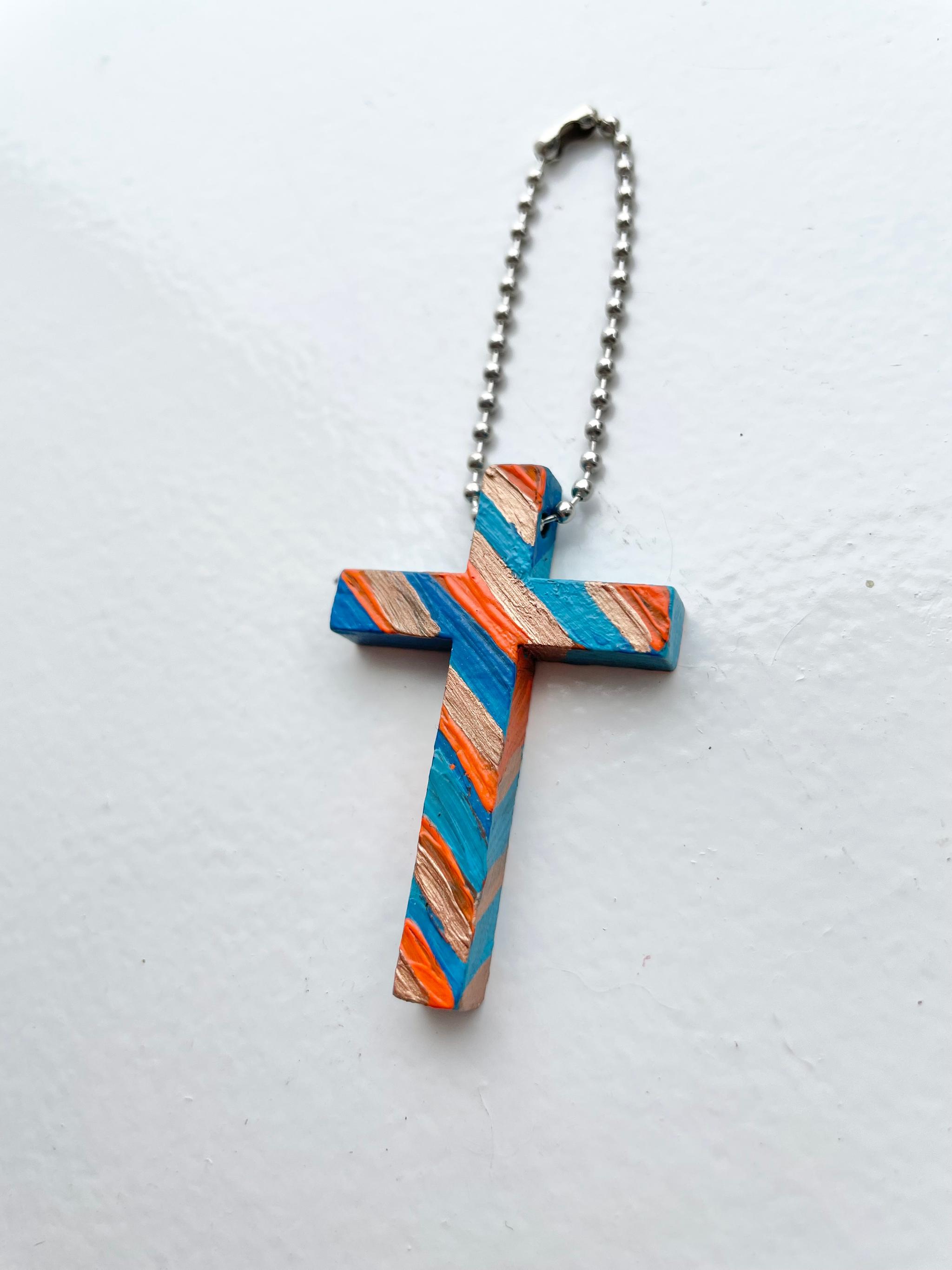 十字架キーホルダー、ハンドペイント、十字架、イエスキリスト | 3枚目