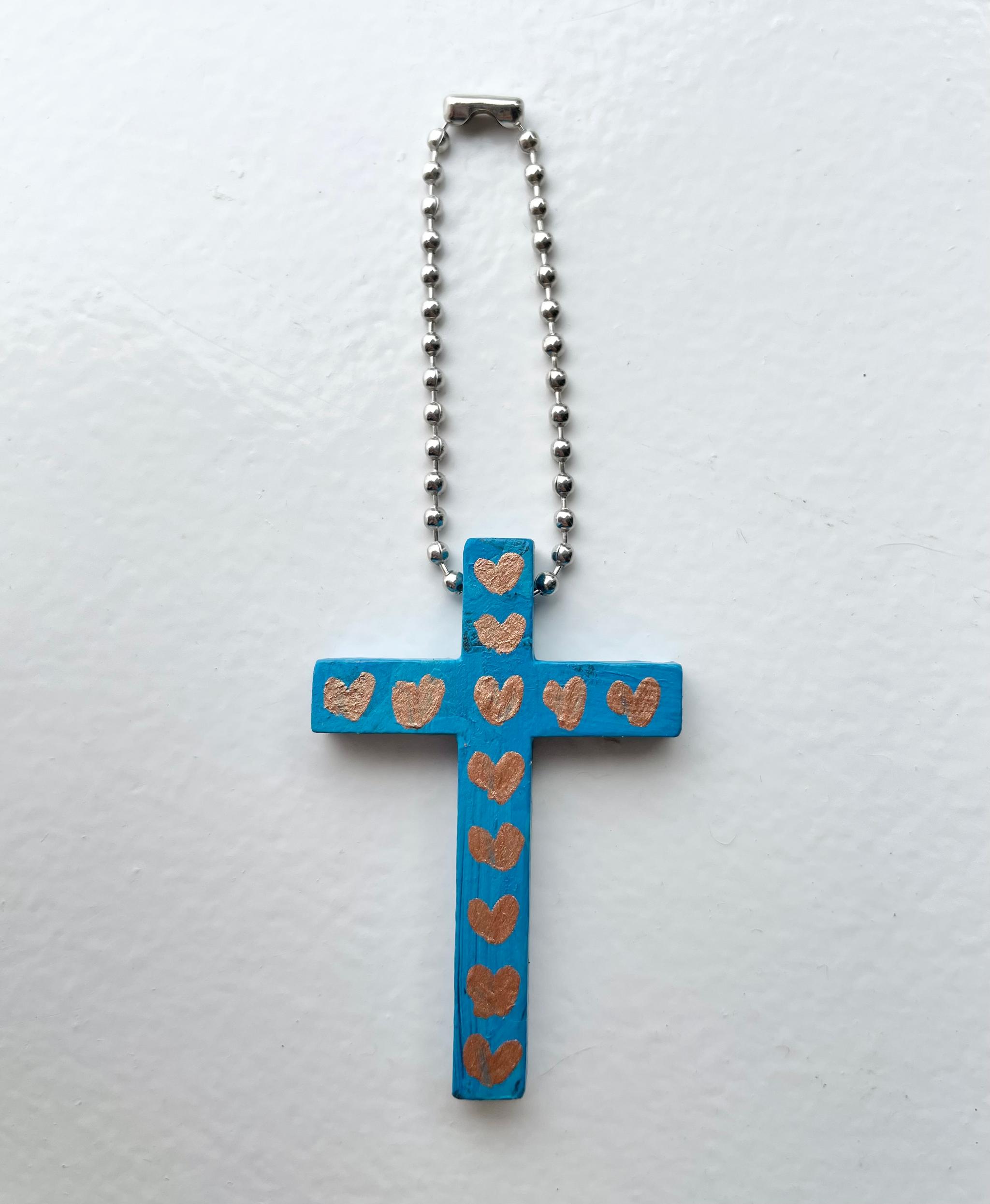 十字架キーホルダー、ハンドペイント、十字架、イエスキリスト1枚目の画像