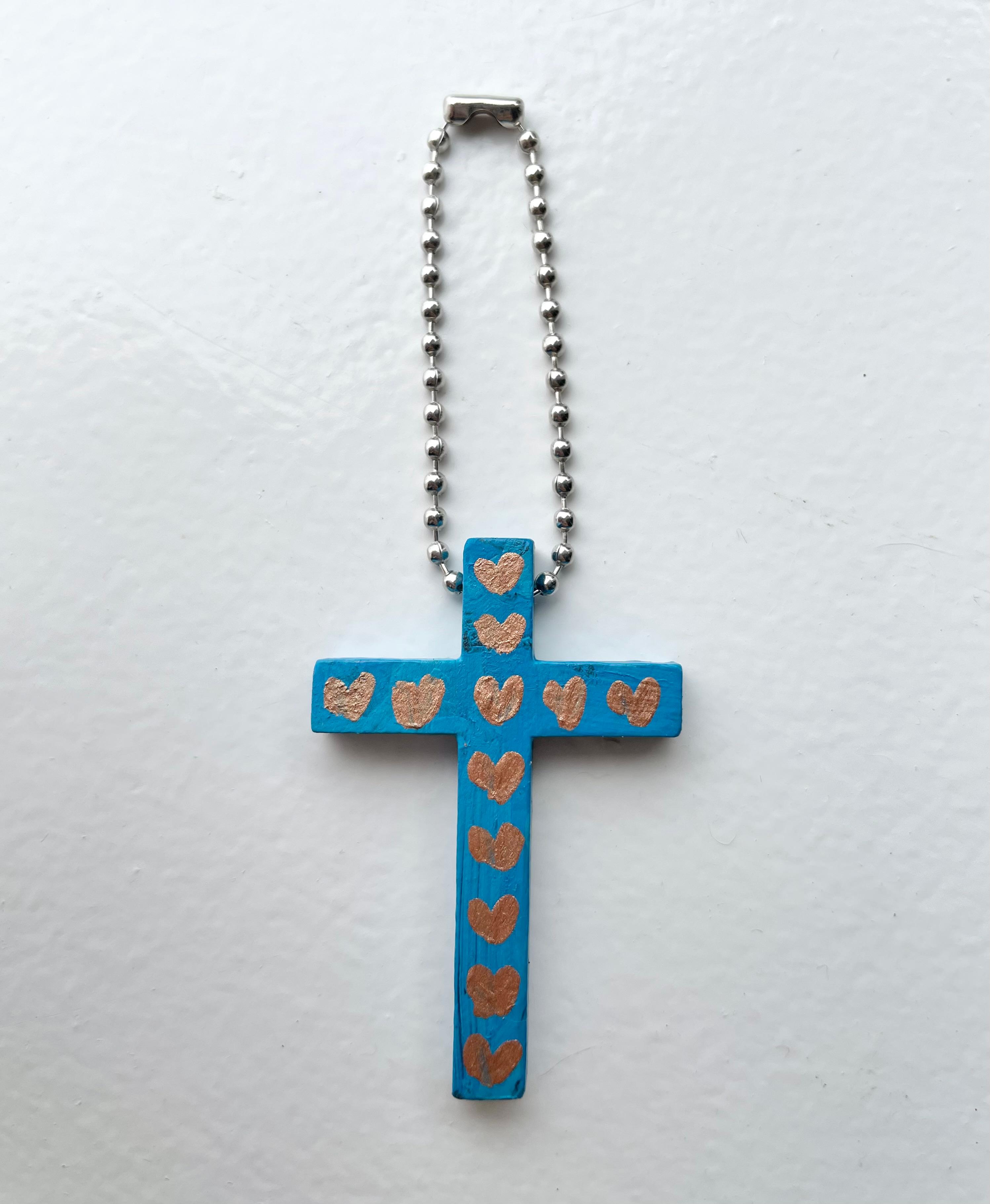 十字架キーホルダー、ハンドペイント、十字架、イエスキリスト1枚目の画像